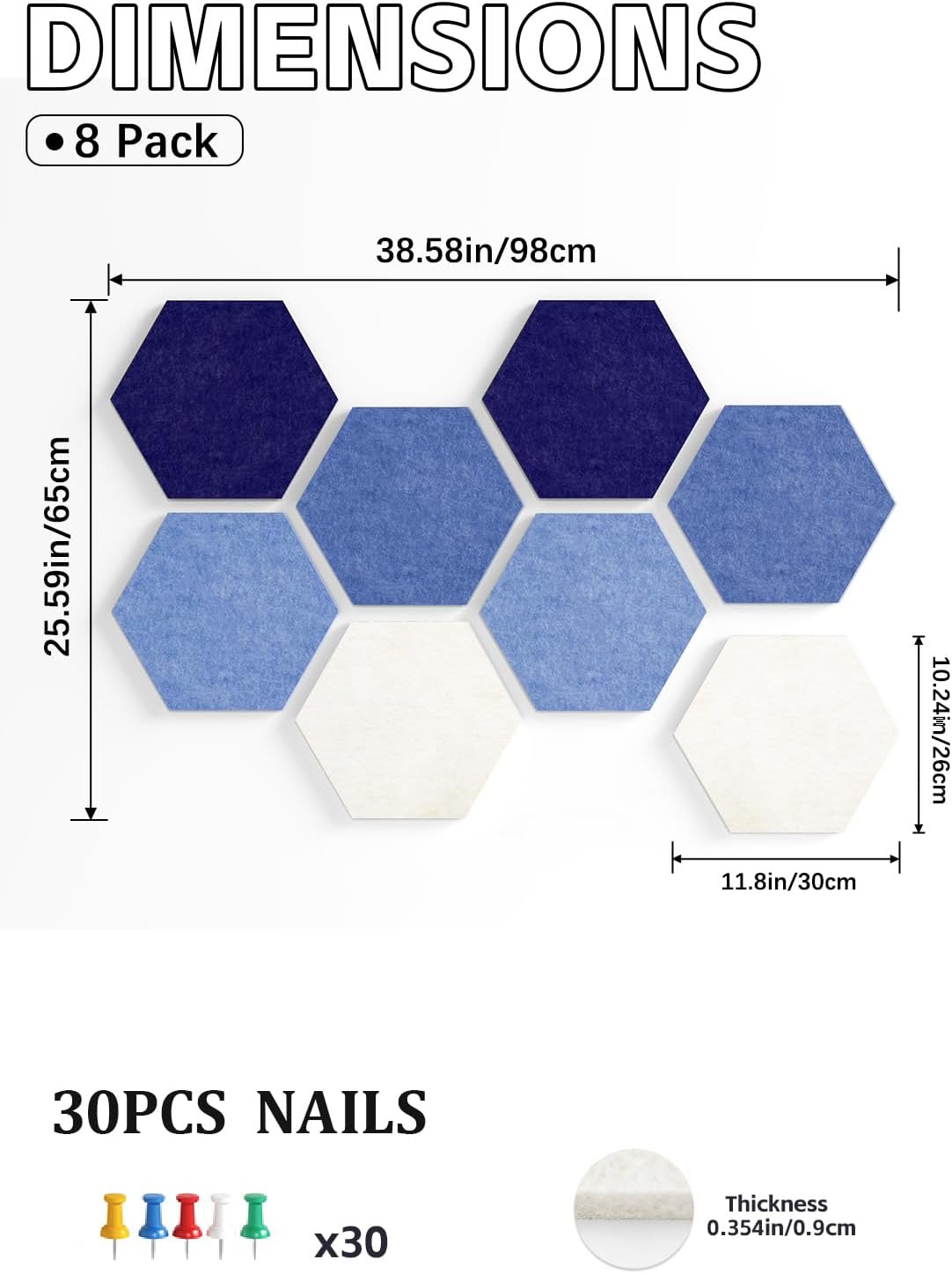 Detalle 2 de Uoisaiko 30cm Large Felt Hexagon Bulletin Board – Pack of 8