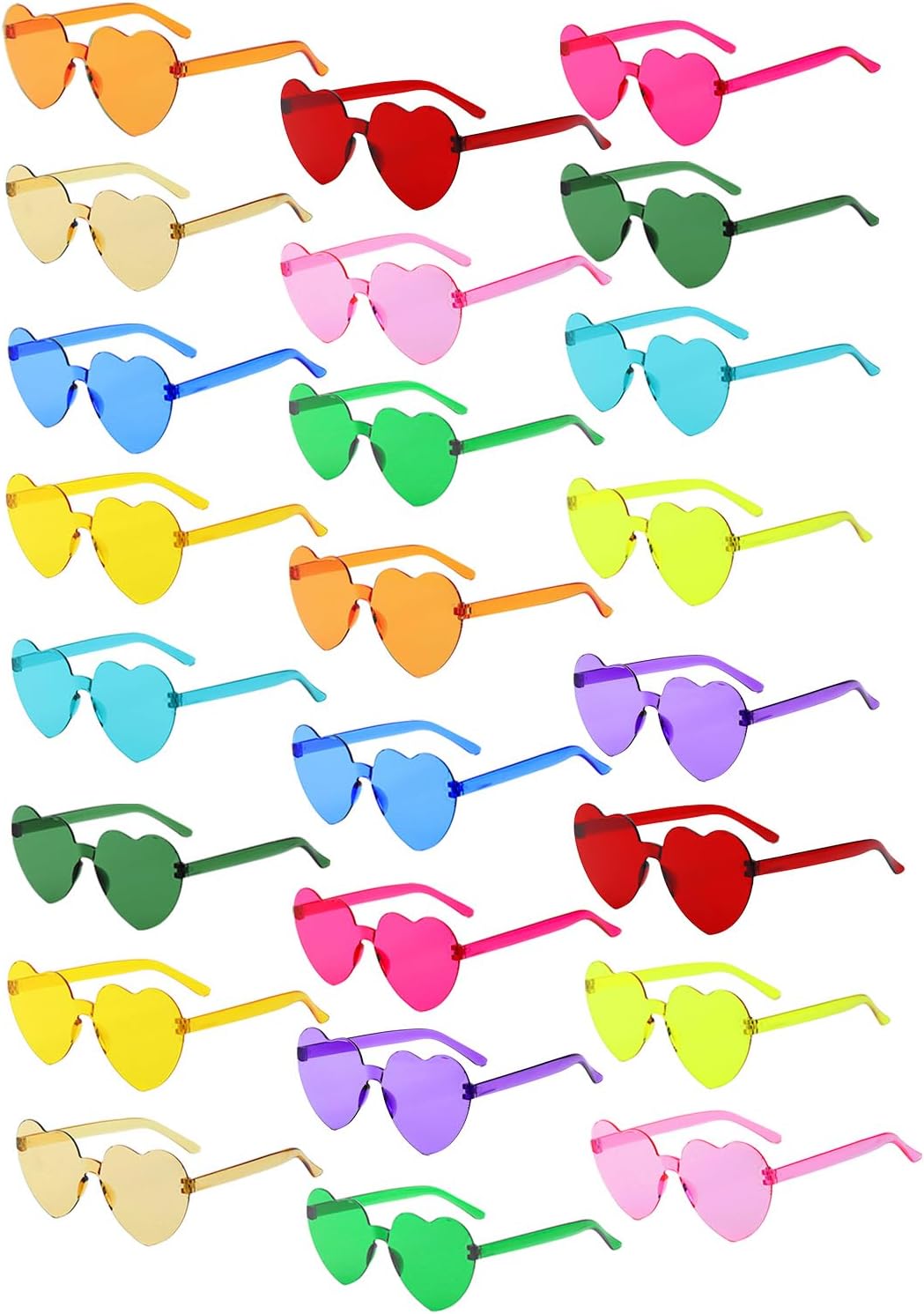Thumbnail 6 de BIRDDIE Lot de Lunettes de Soleil Coloré Sans Monture — Coeur, Plastique Hippie Transparente (12/24/36)