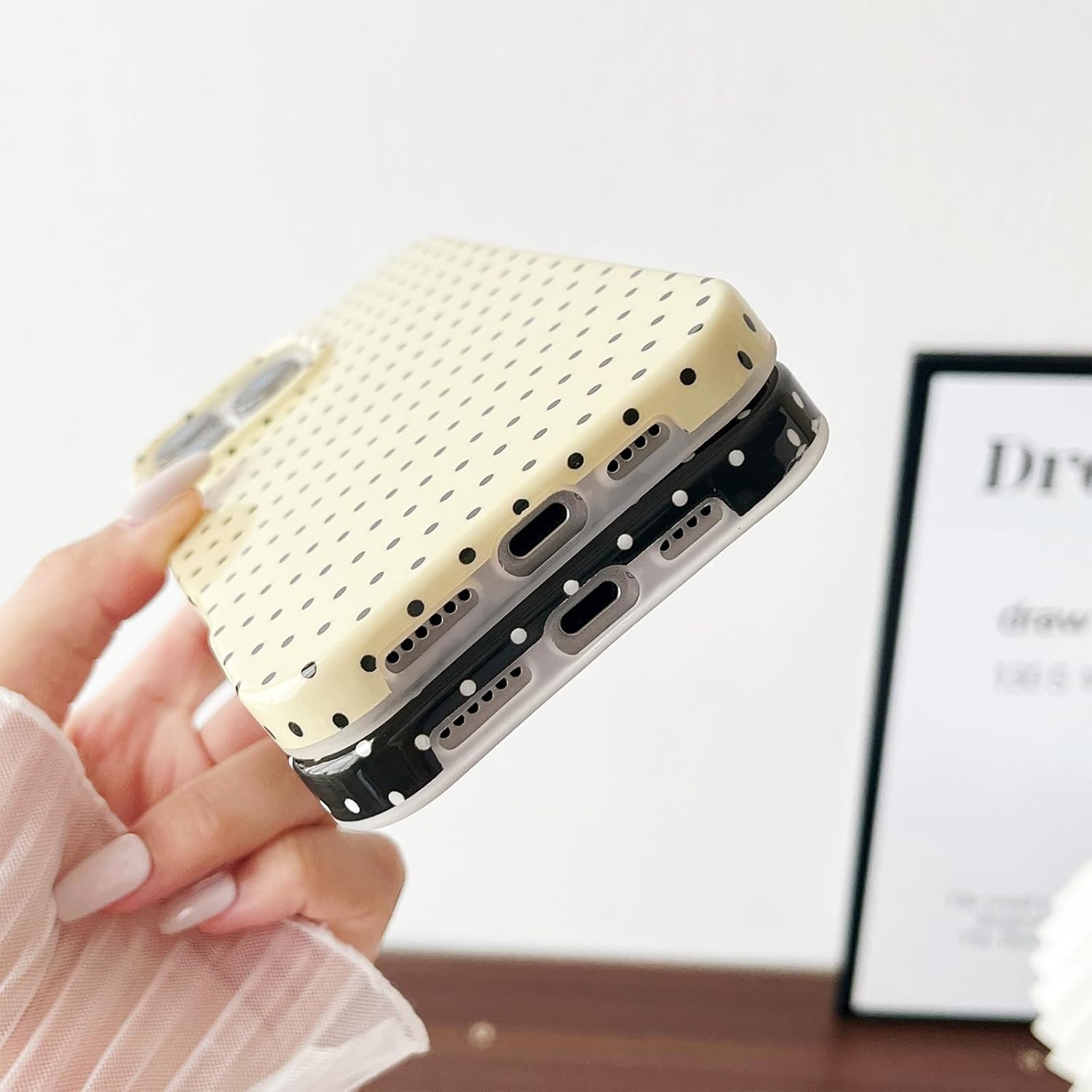 Detalle de SmoBea iPhone 16 Pro Case – Cute Polka Dot, Yellow, Slim TPU Shield