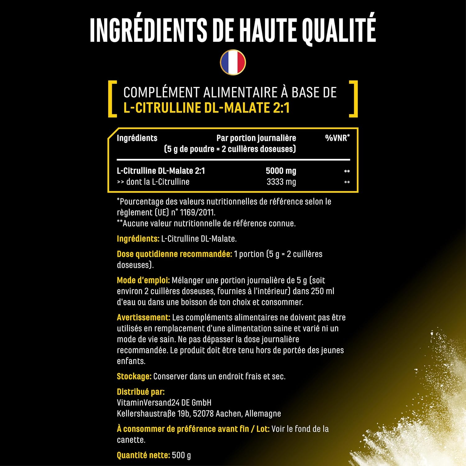 Thumbnail 4 de L-citrulline DL-malate 2:1 – poudre 500 g