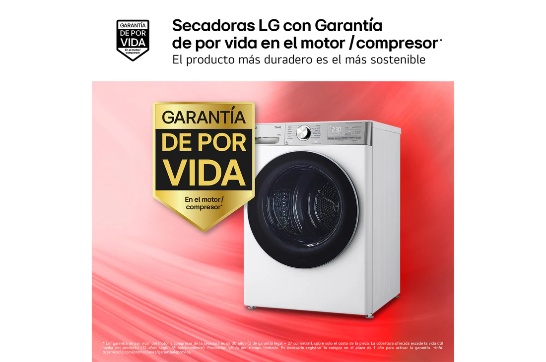 Detalle 2 de LG RH10V9AV2WR (Serie 900) Secadora 10 kg con bomba de calor Dual Inverter, blanca