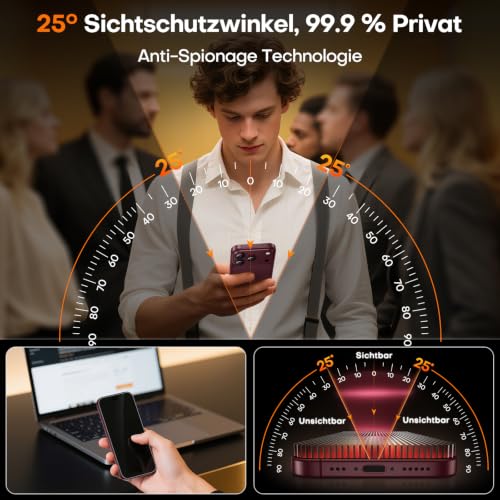 Detalle 2 de TOCOL Privacy-Schutzfolie für iPhone 18 Pro 6,3 Zoll – militärischer Schutz, einfache Montage