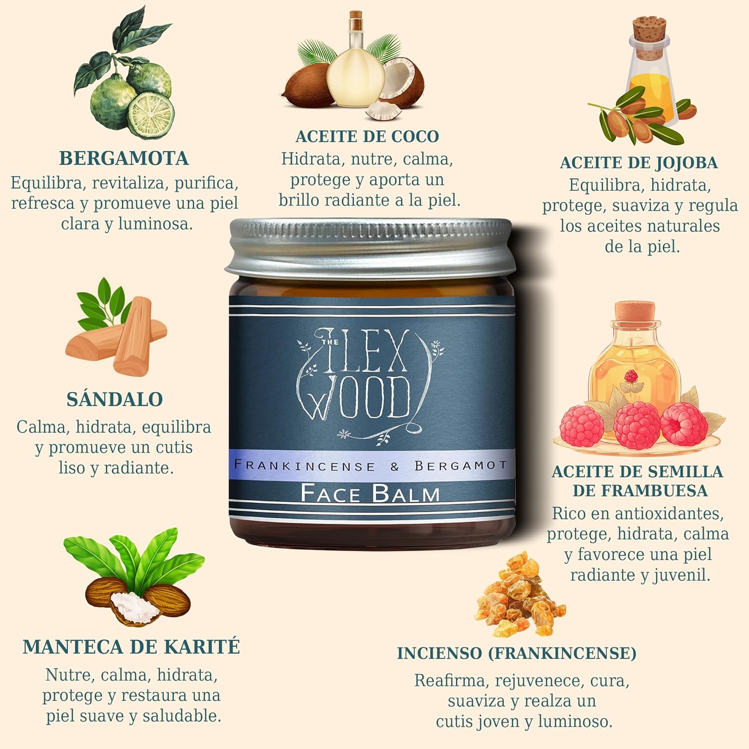 Detalle de Bálsamo facial incienso y bergamota 60 ml