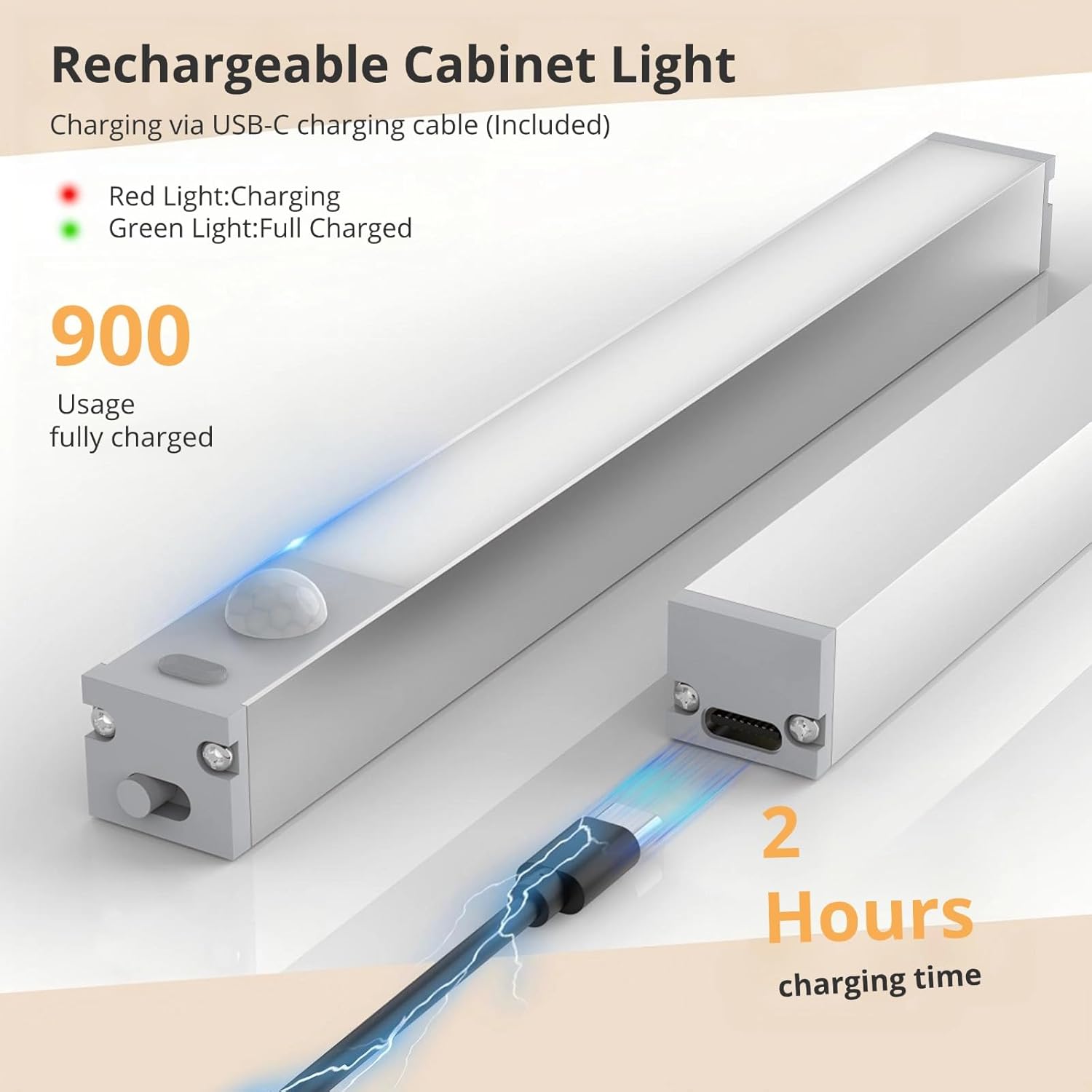 Thumbnail 1 de GOODEA Aluminium Alloy Rechargeable Wardrobe/Under-Cabinet Light with Motion Sensor (18cm, 10 LED, USB)