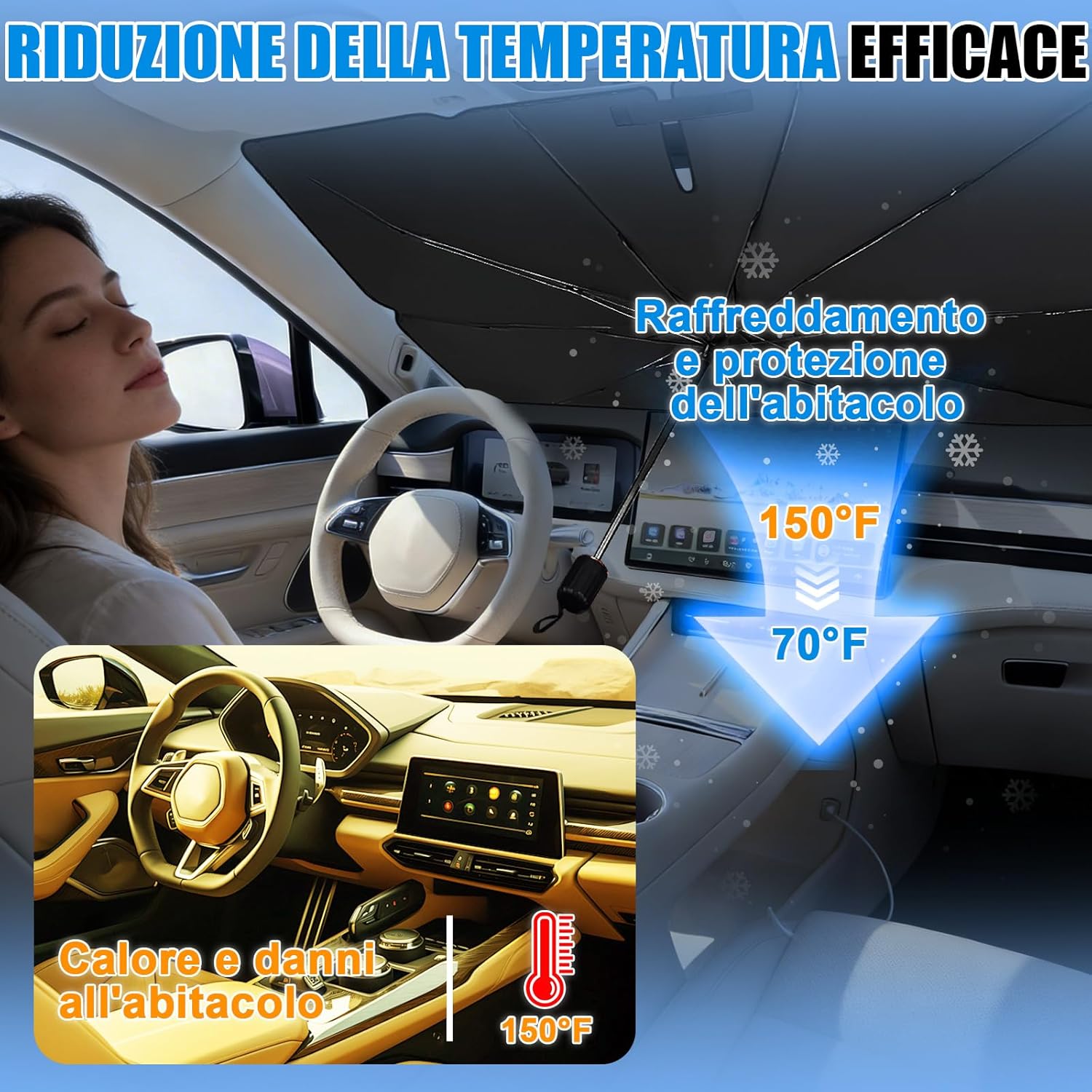 Thumbnail 2 de JOOLESER Parasole Auto per parabrezza pieghevole universale con protezione UV