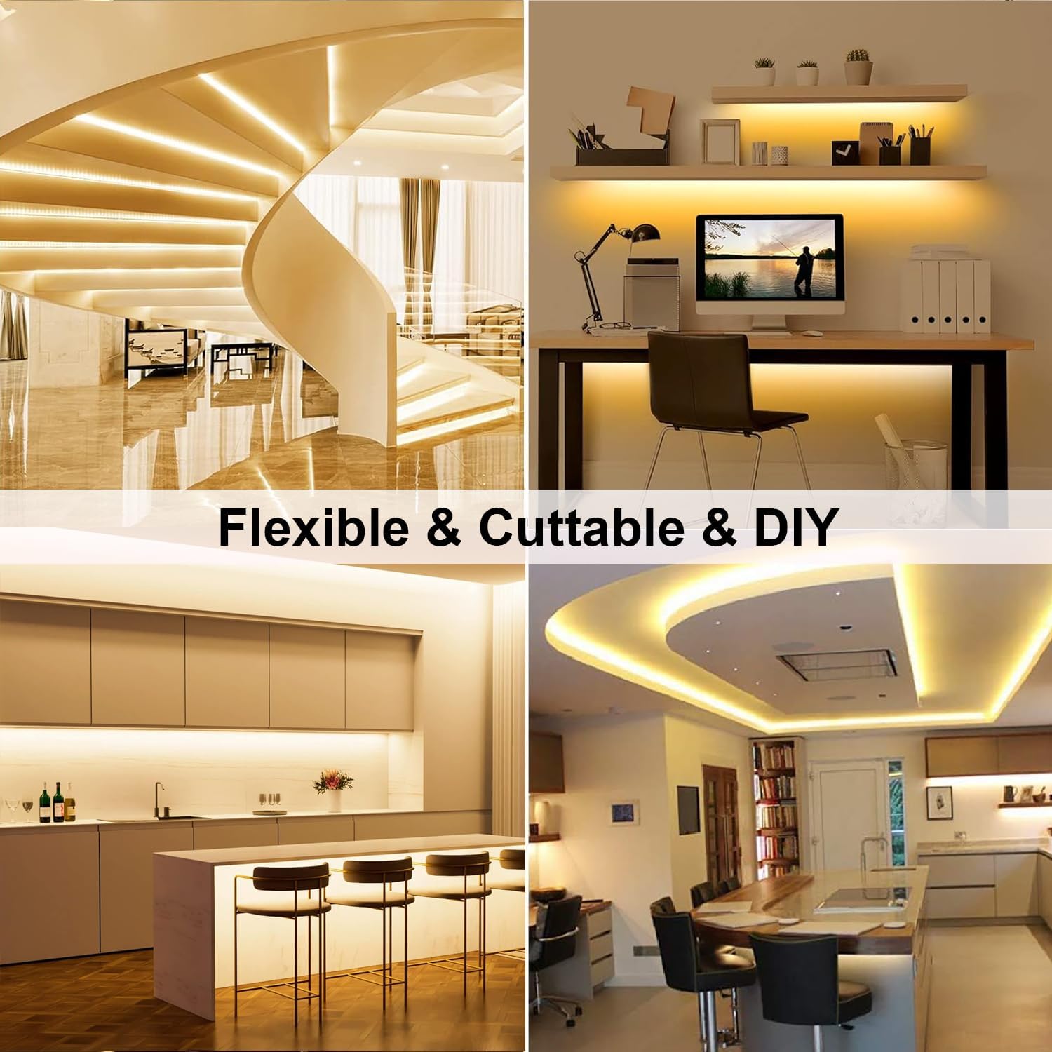Detalle 2 de Tasodin 5 LED Strip Light, 16.4 ft, 300 Warm White LEDs, IP65