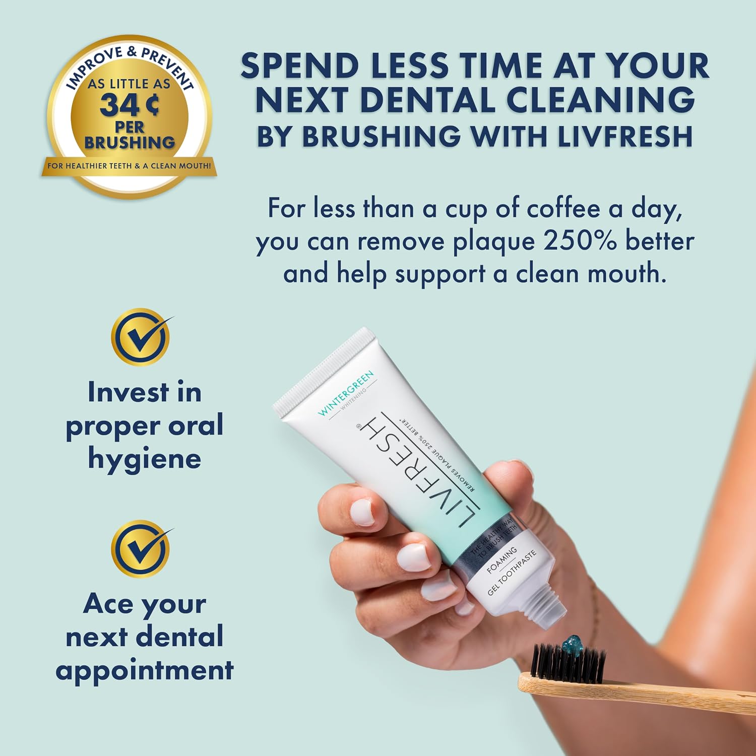 Thumbnail 4 de LIVFRESH Toothpaste Gel 3-Pack — Wintergreen toothpaste 🪥