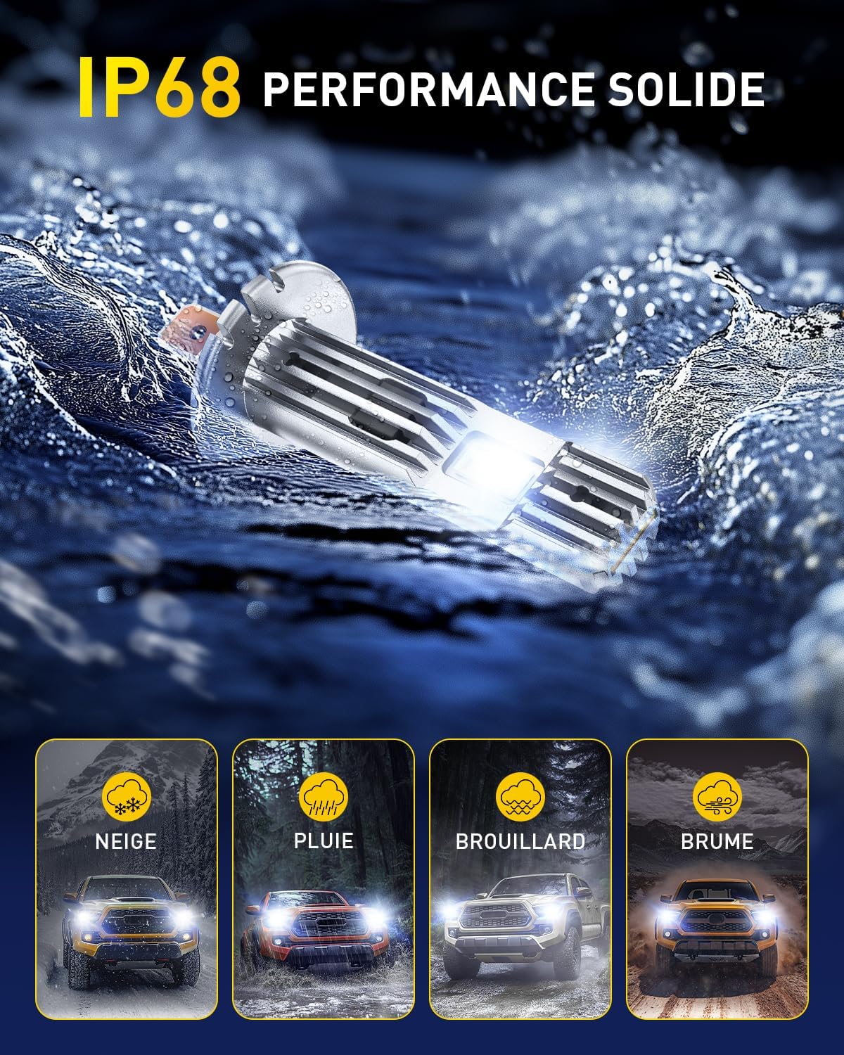 Detalle de AUXITO Ampoule H1 LED Ultra Puissante – Blanc 6500K, Lot de 2, Plug & Play