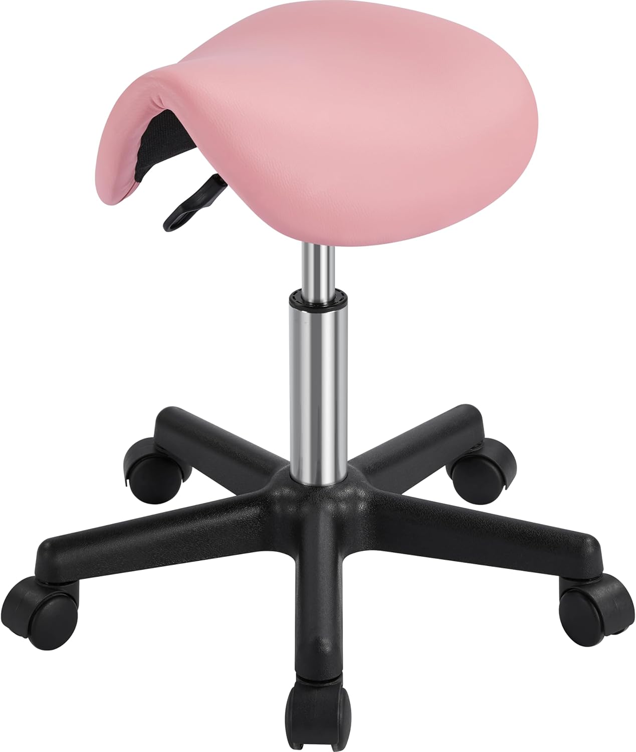 Detalle de Yaheetech Sgabello a Sella con Ruote Regolabile in Altezza – Ergonomico, girevole e versatile per salon e studio Rosa