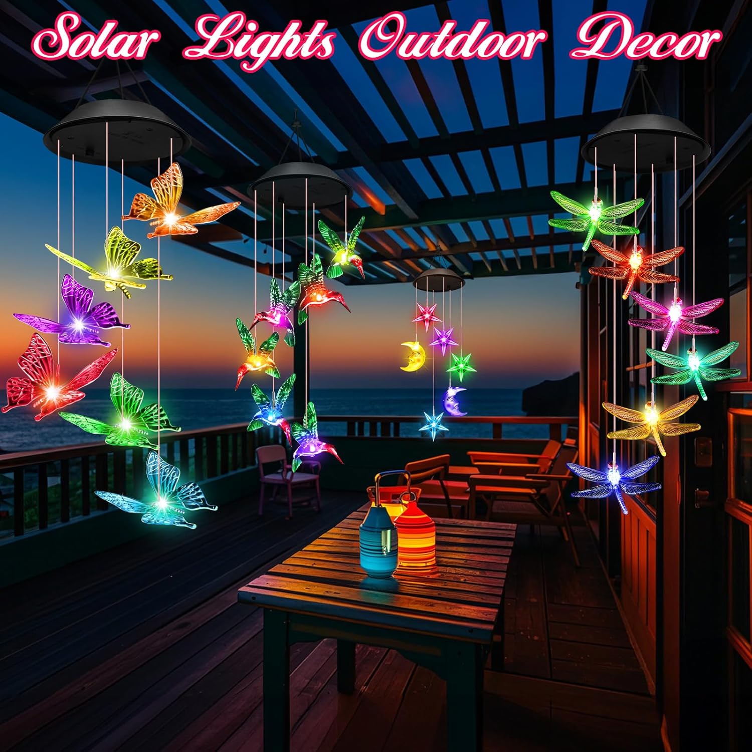 Thumbnail 5 de Winzwon Butterfly Solar Wind Chimes 6‑LED