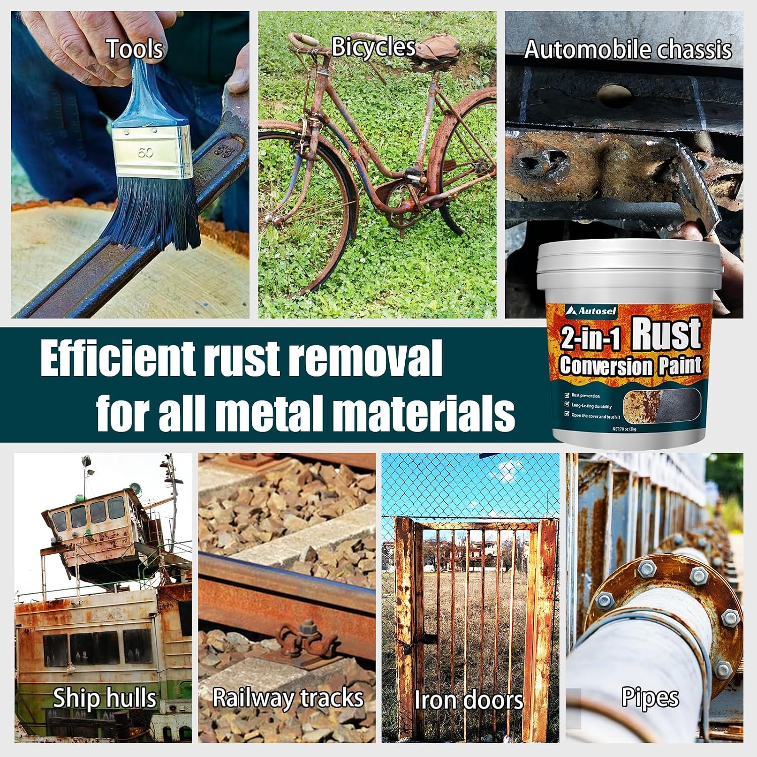Thumbnail 6 de Autosel 2-in-1 Rust Converter & Metal Primer, Black, 70.5 oz
