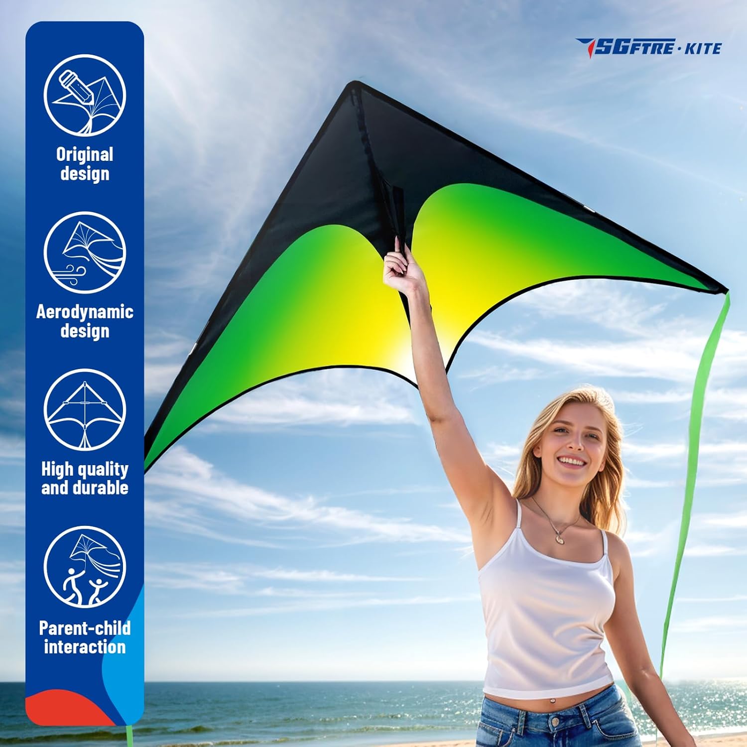 Thumbnail 3 de SGftre Delta Kite Three Set for Kids and Adults — Easy-to-Fly Family Delta Kites for Parks and Beach