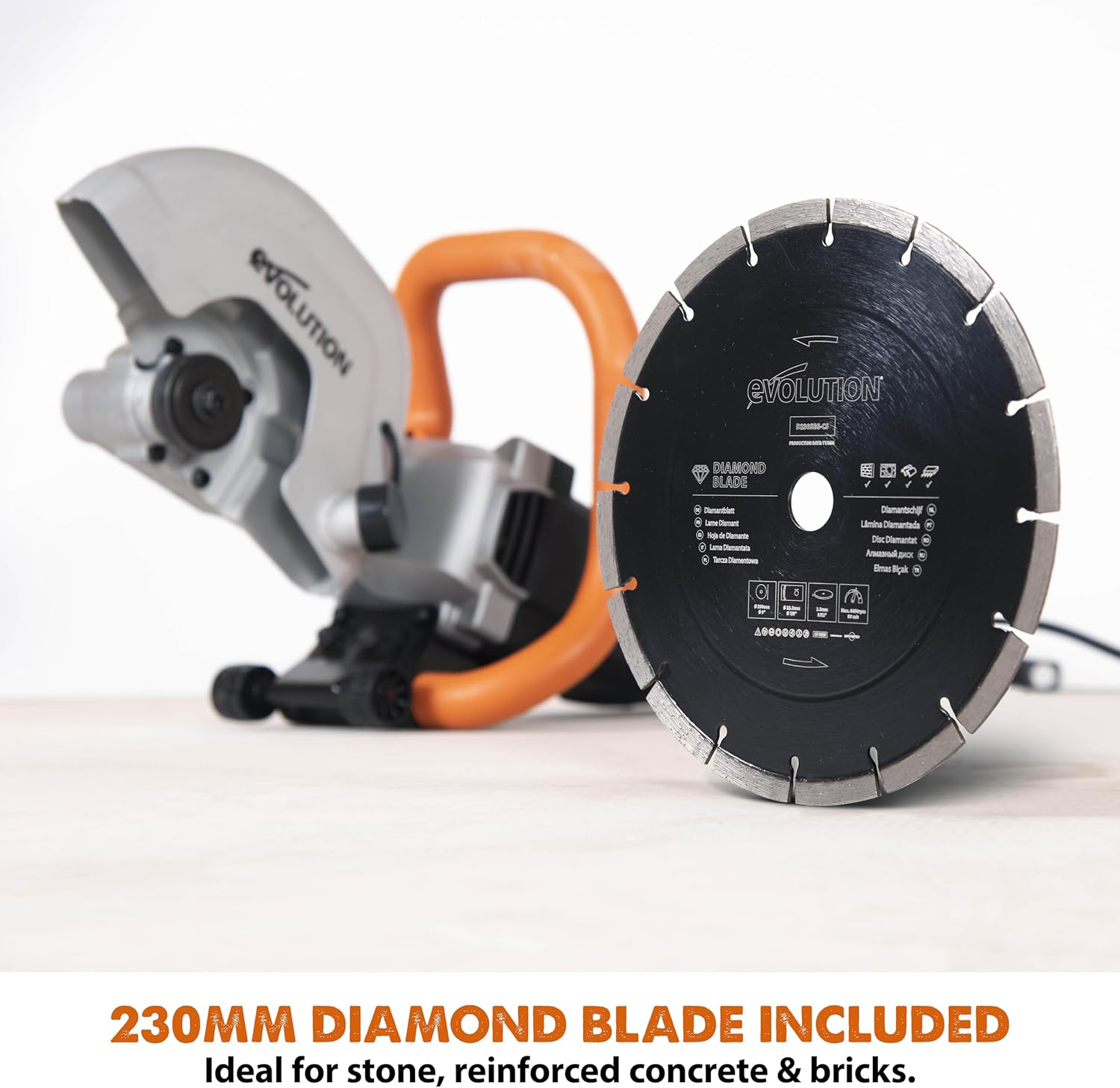 Detalle de Evolution Power Tools R230DCT Disc Cutter: 230mm Electric Cut‑off Saw for Concrete and Stone