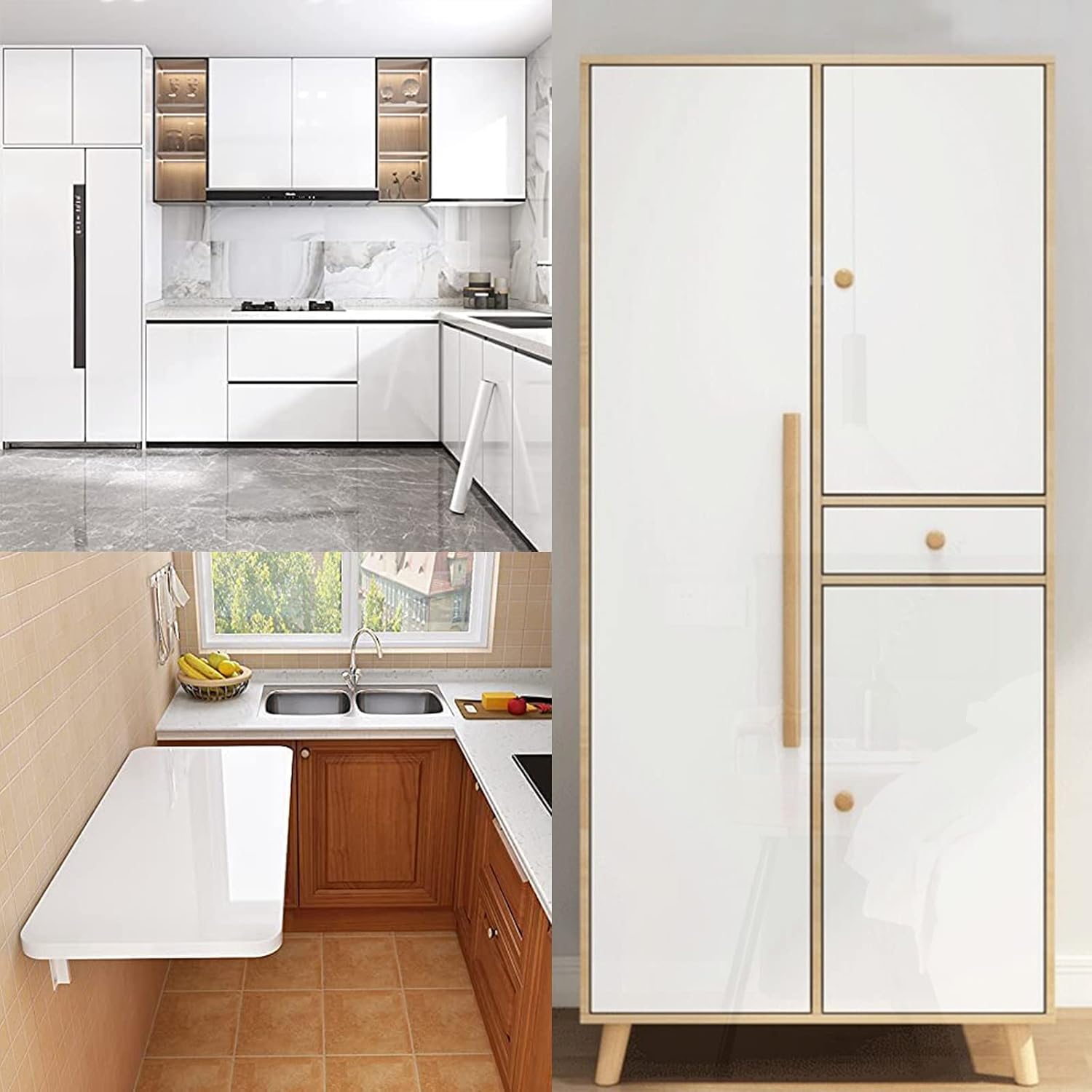 Detalle de Decoroom Papel Adhesivo Blanco 40x300cm – Impermeable y Autoadhesivo 🏡