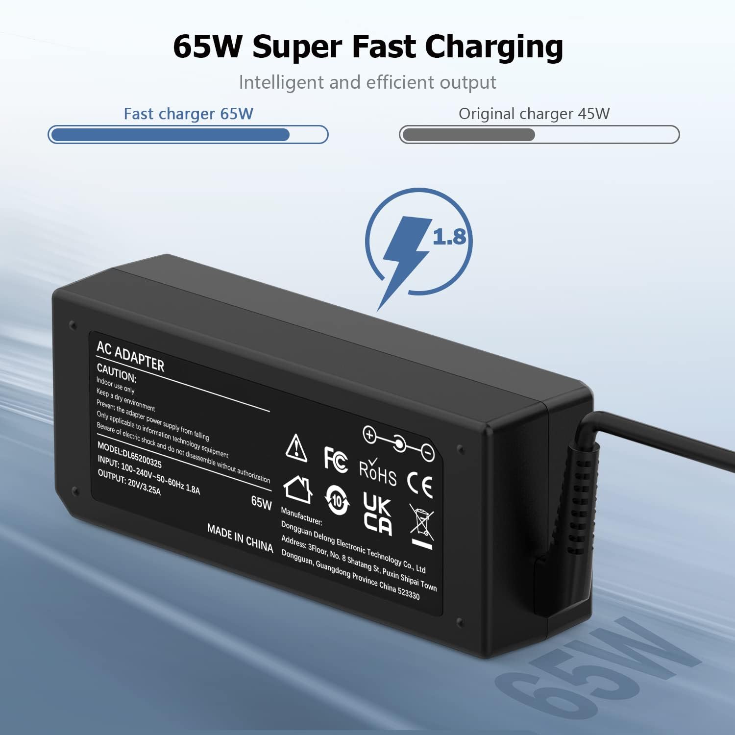 Detalle de VUOHOEG 65W Yellow USB Laptop Charger (Compatible with Lenovo ThinkPad T Series, X Series, Z Series & more)
