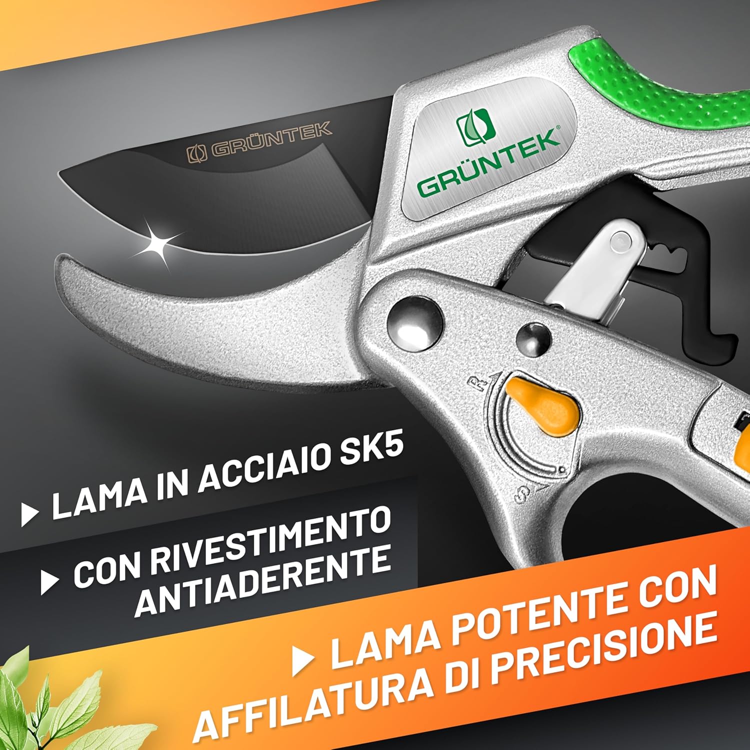 Thumbnail 1 de GRÜNTEK Forbici Cesoie da Potatura a Cricchetto CACATUA 20.5 cm – Potatura precisa con dualità di taglio