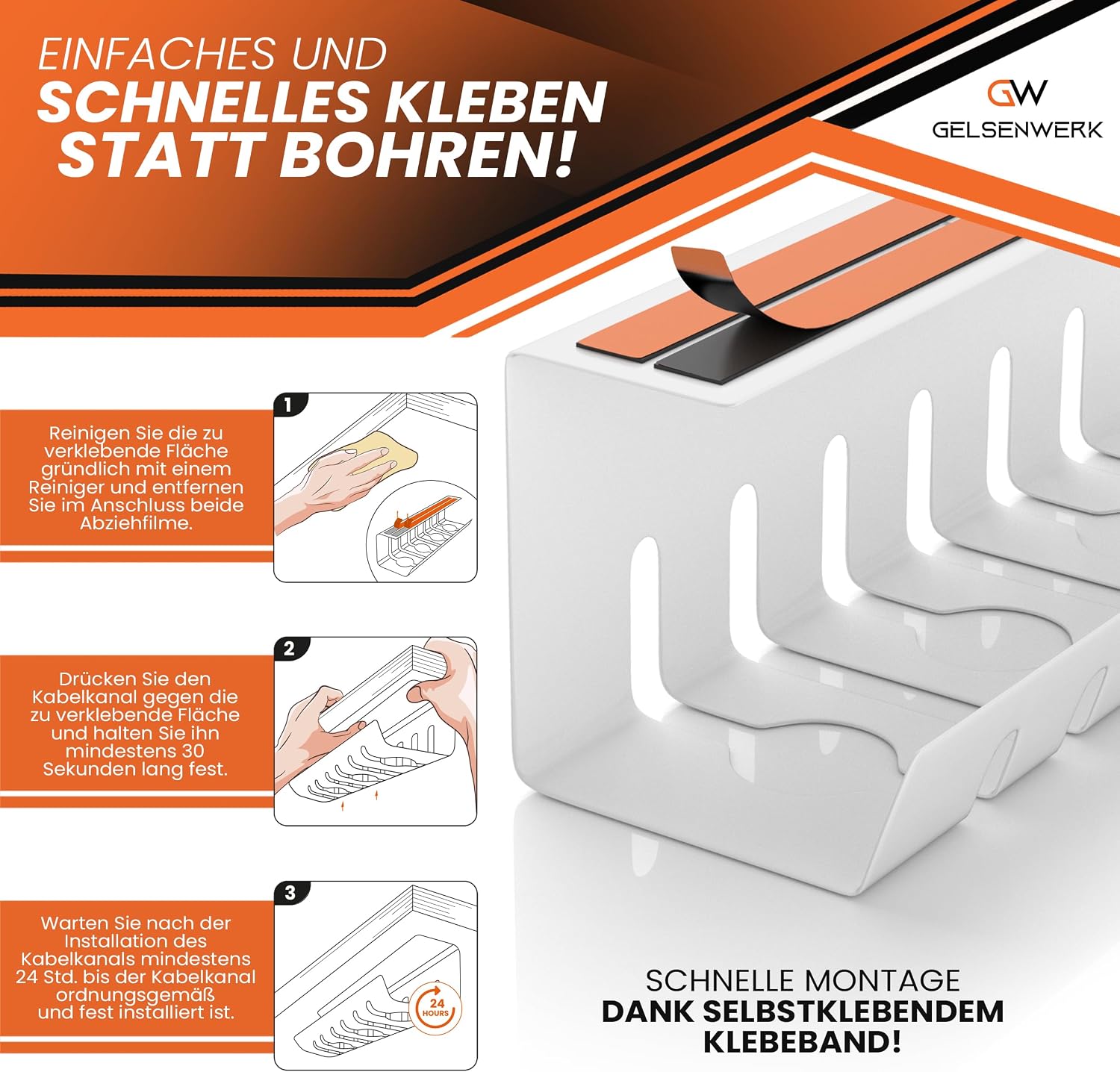 Thumbnail 5 de GELSENWERK Kabelkanal Schreibtisch 2er-Set