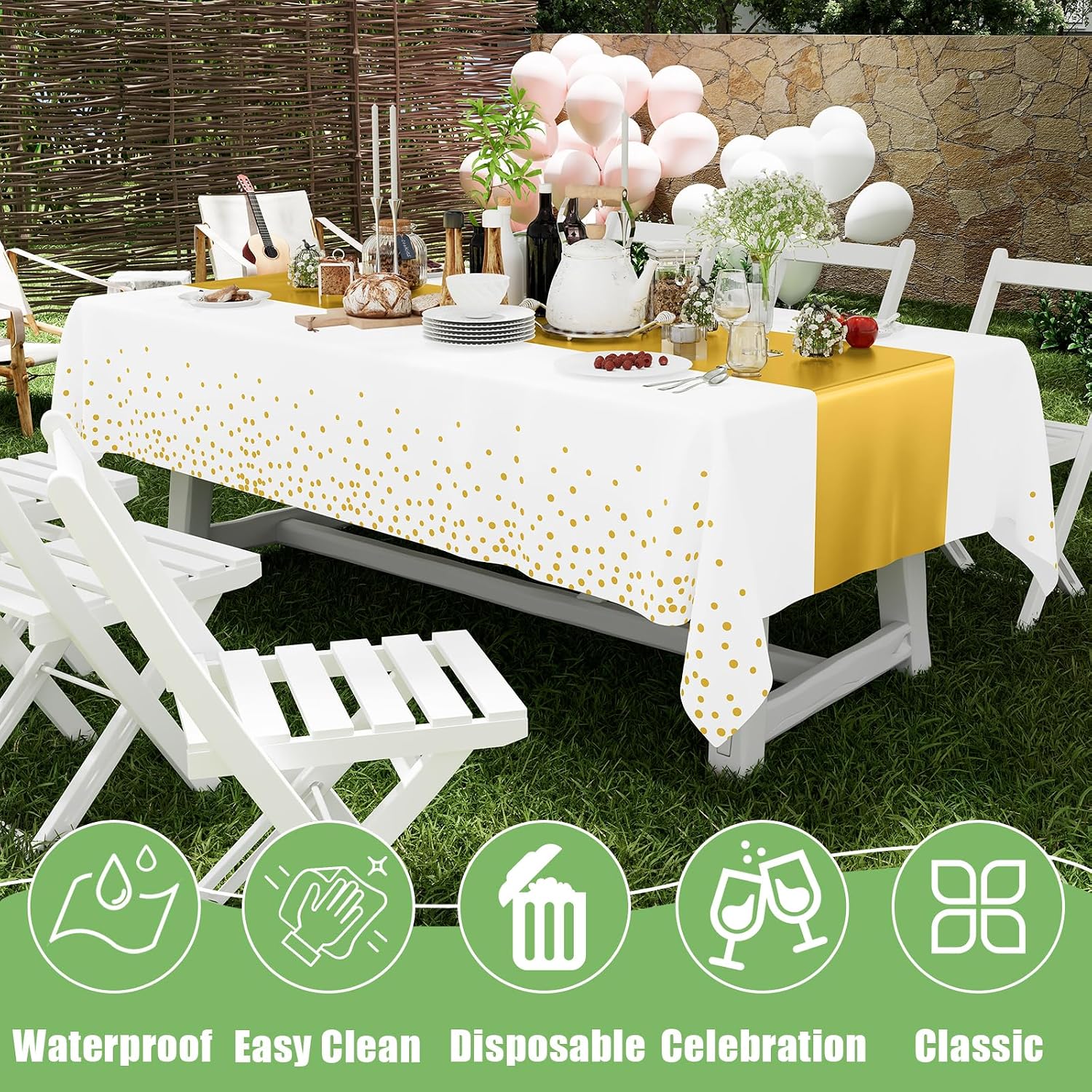Detalle de Smiry Disposable Plastic Tablecloth 54 x 108 Inch