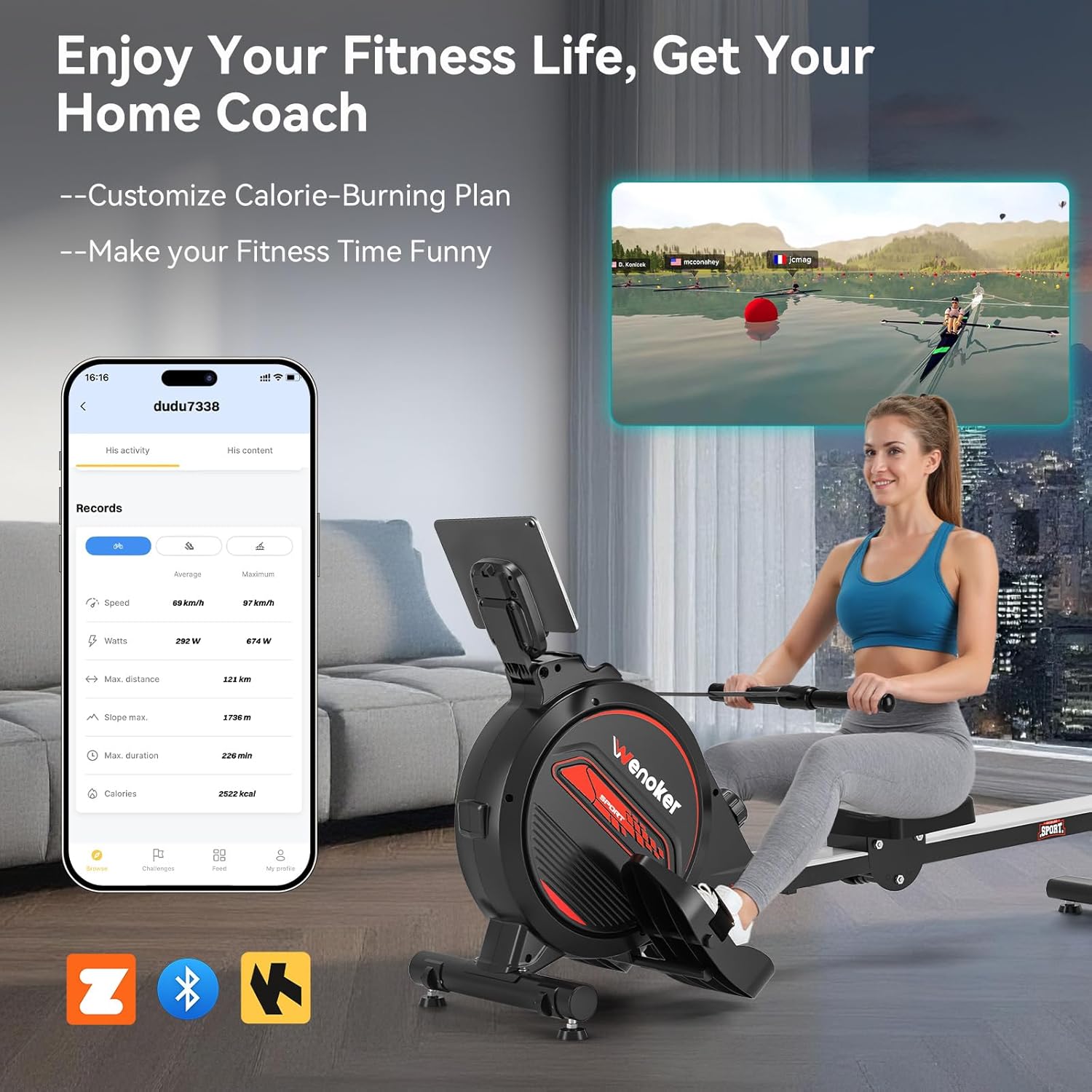 Thumbnail 3 de Wenoker magnetic rowing machine 16 levels