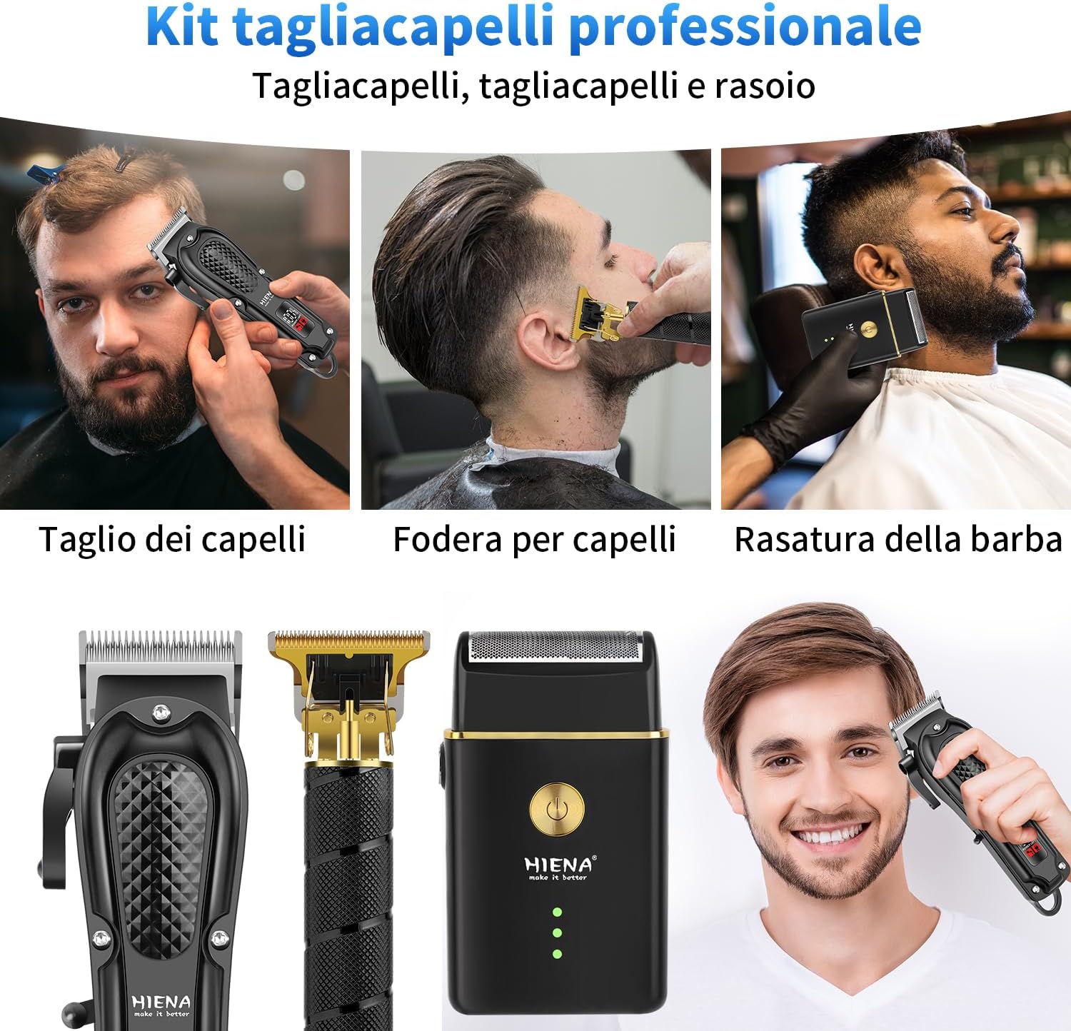 Thumbnail 6 de HIENA PRO Tagliacapelli Uomo Professionale — Set completo per taglio capelli, rasatura e rifinitura