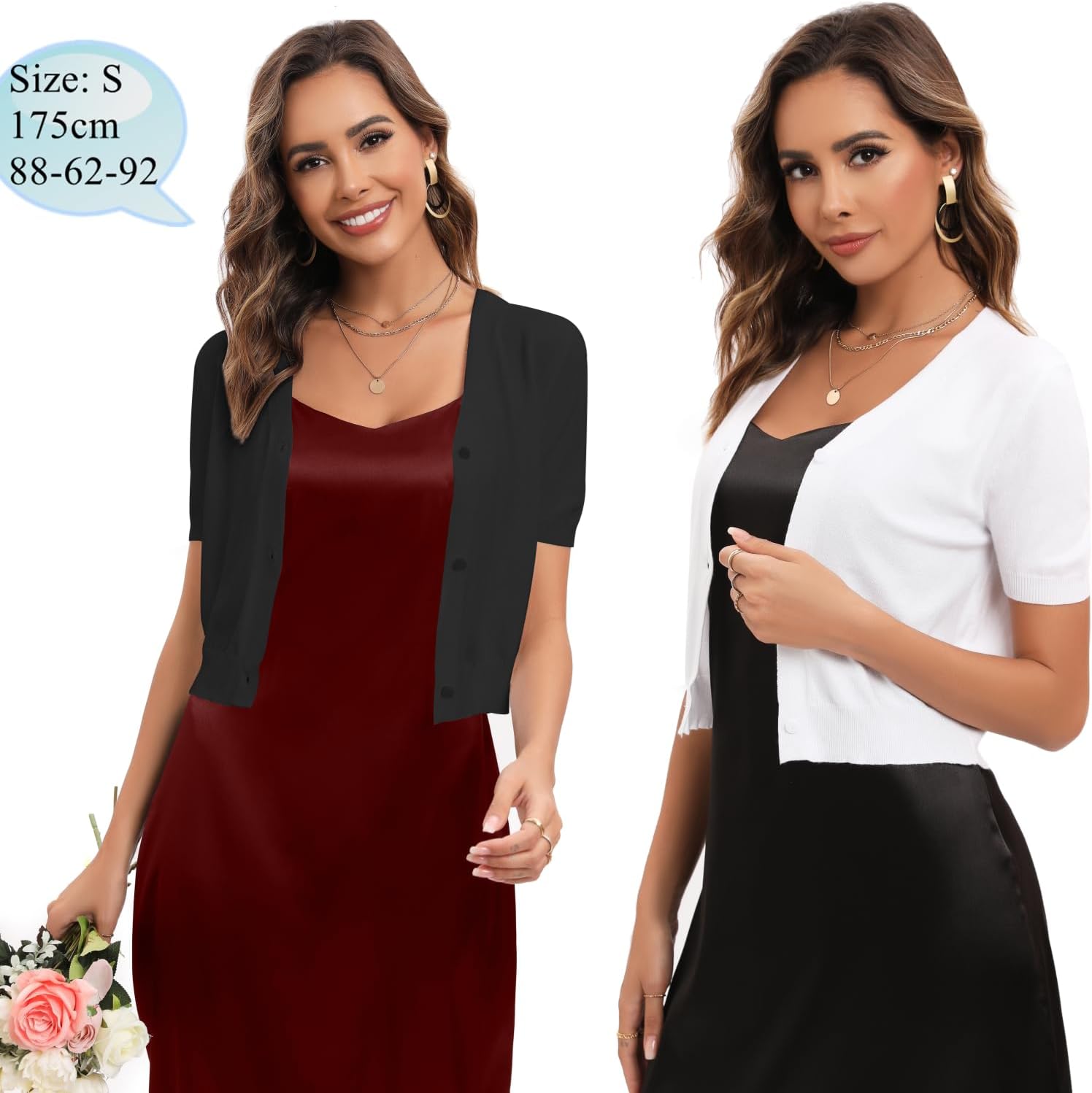 Thumbnail 4 de Yukiuiny Damen Bolero Elegant Festlich Langarm – Feinstrickjacke zum Kleid