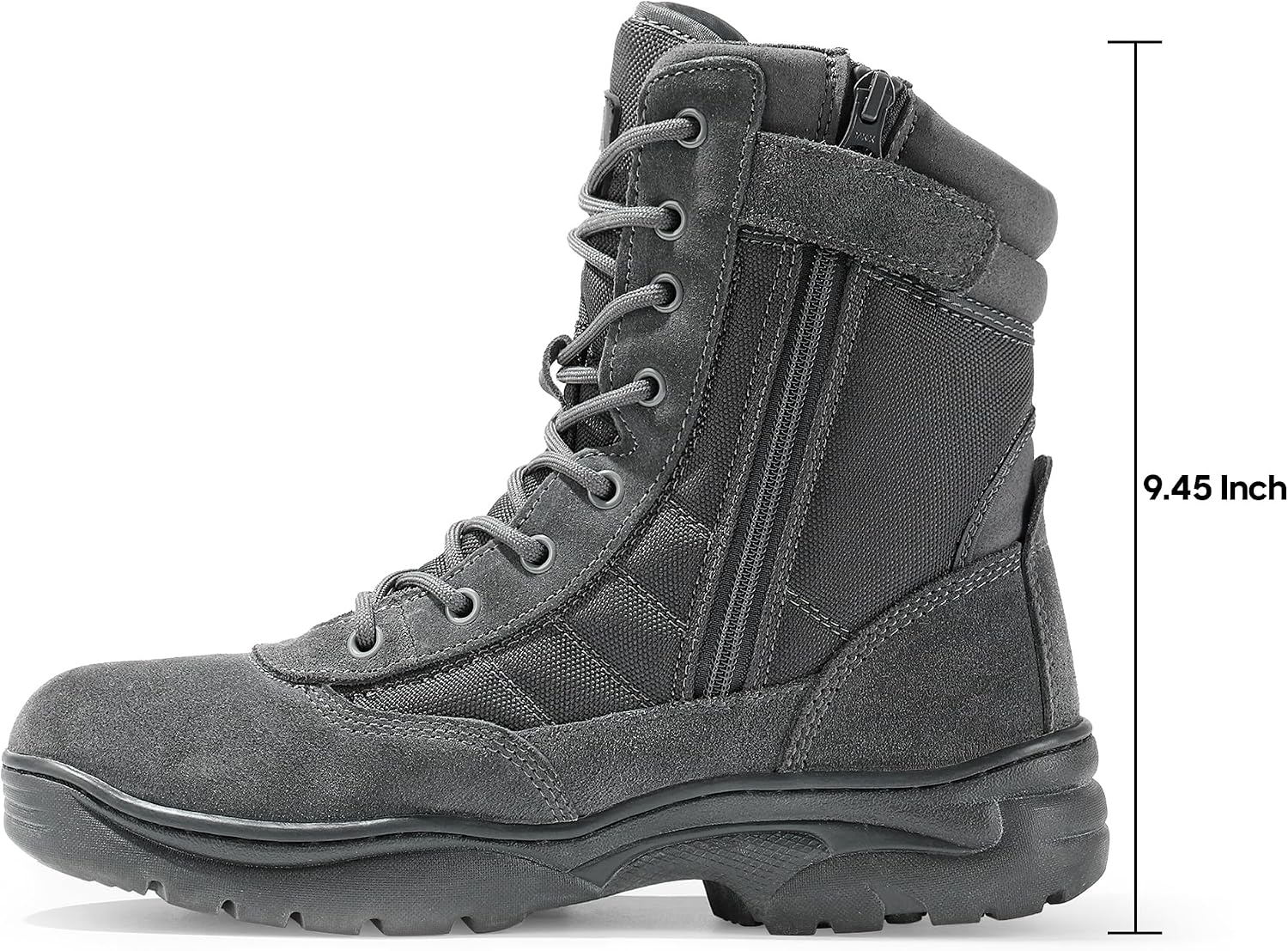 Detalle 2 de NORTIV 8 Men's Military Tactical Work Boots with Side Zip — Leather Combat Boots