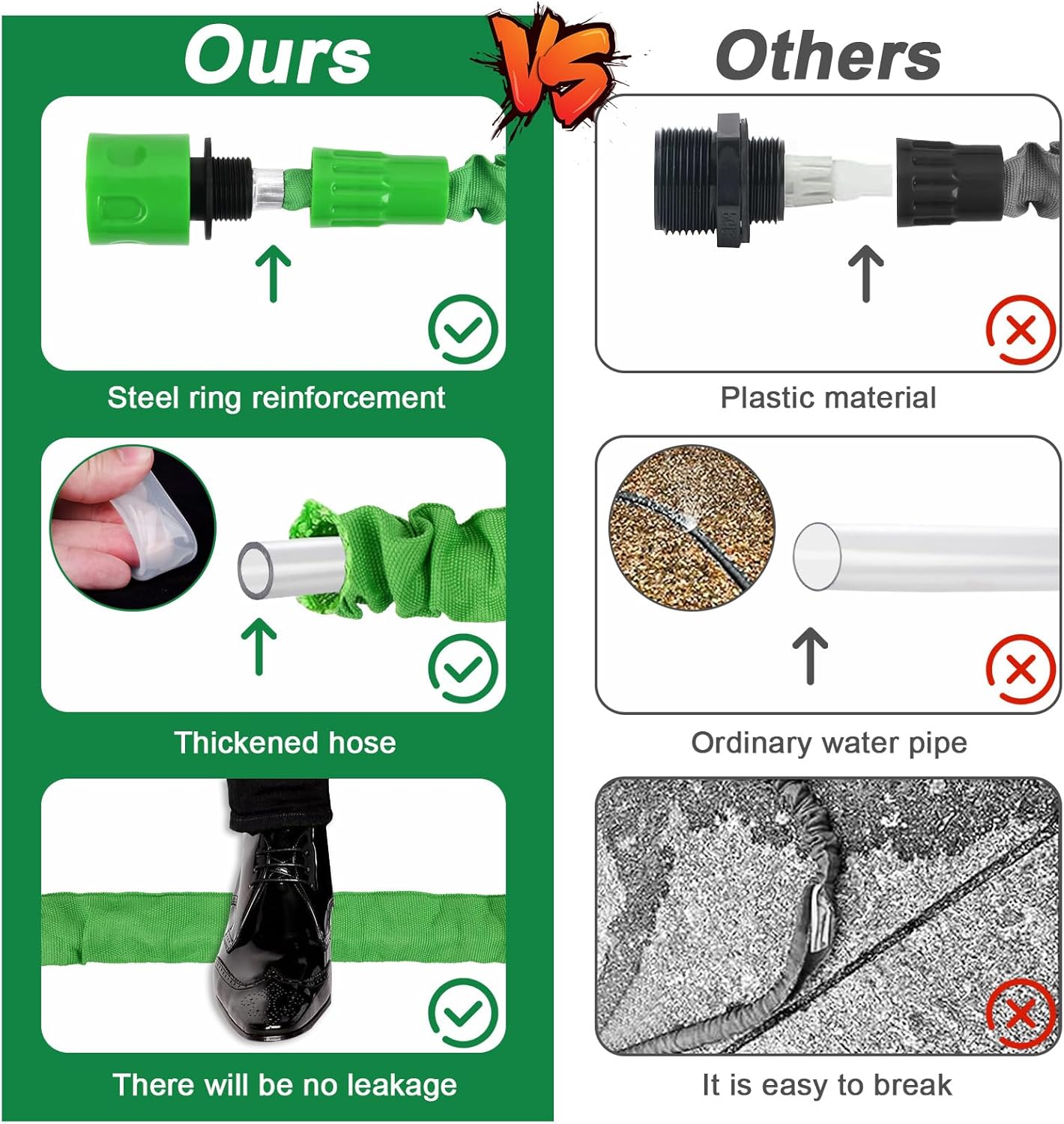 Thumbnail 4 de SENTAIMAO Expandable Hosepipes 30m (100ft) with 7-Function Spray Gun – Retractable Garden Hose in Green