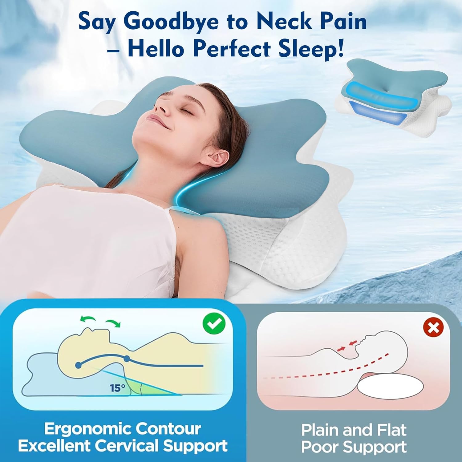 Thumbnail 2 de Hydomi Orthopedic Memory Foam Pillow 13cm