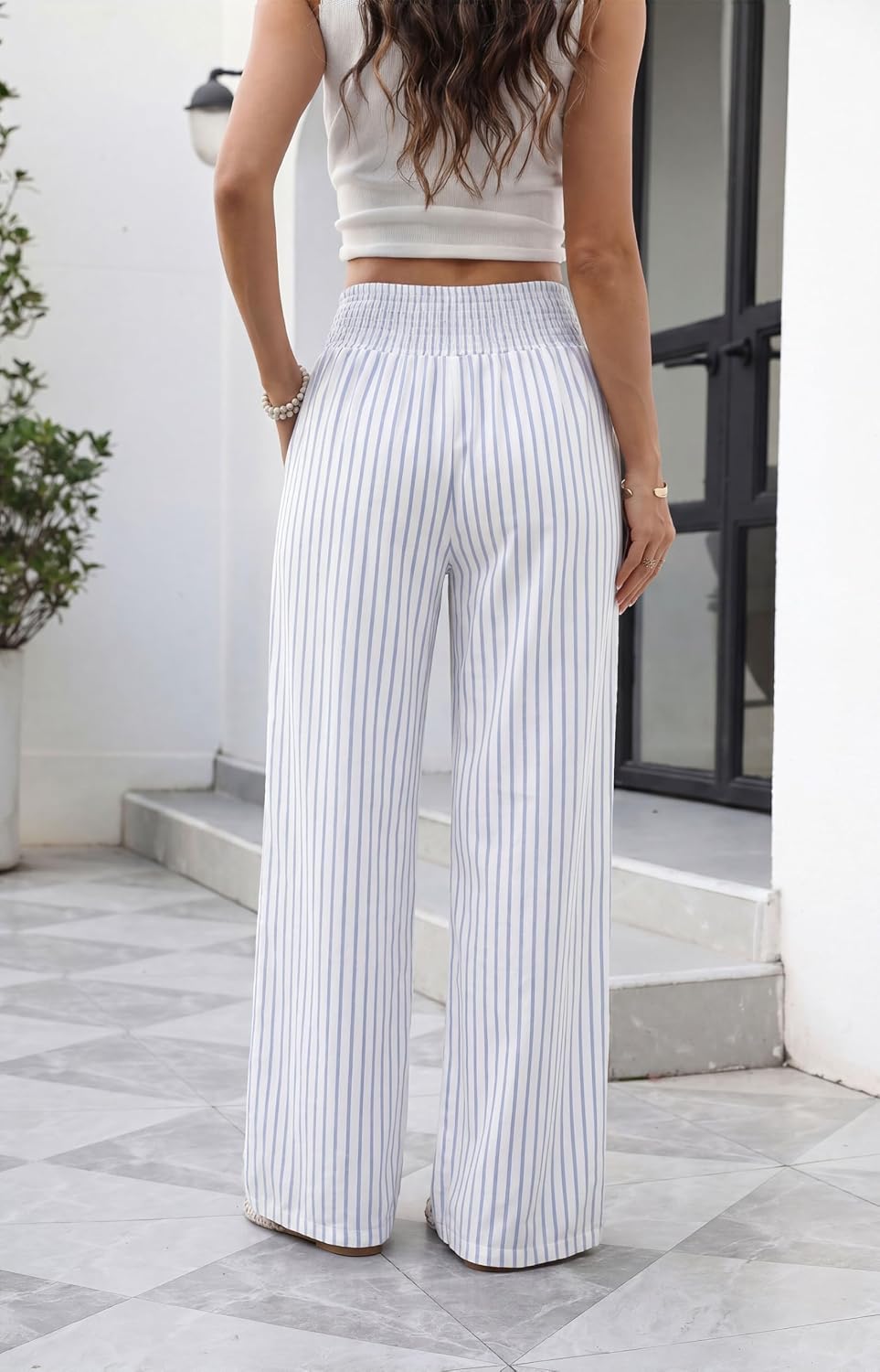 Detalle 2 de Sampeel High-Waisted Wide-Leg Pants with Pockets, 100% Polyester