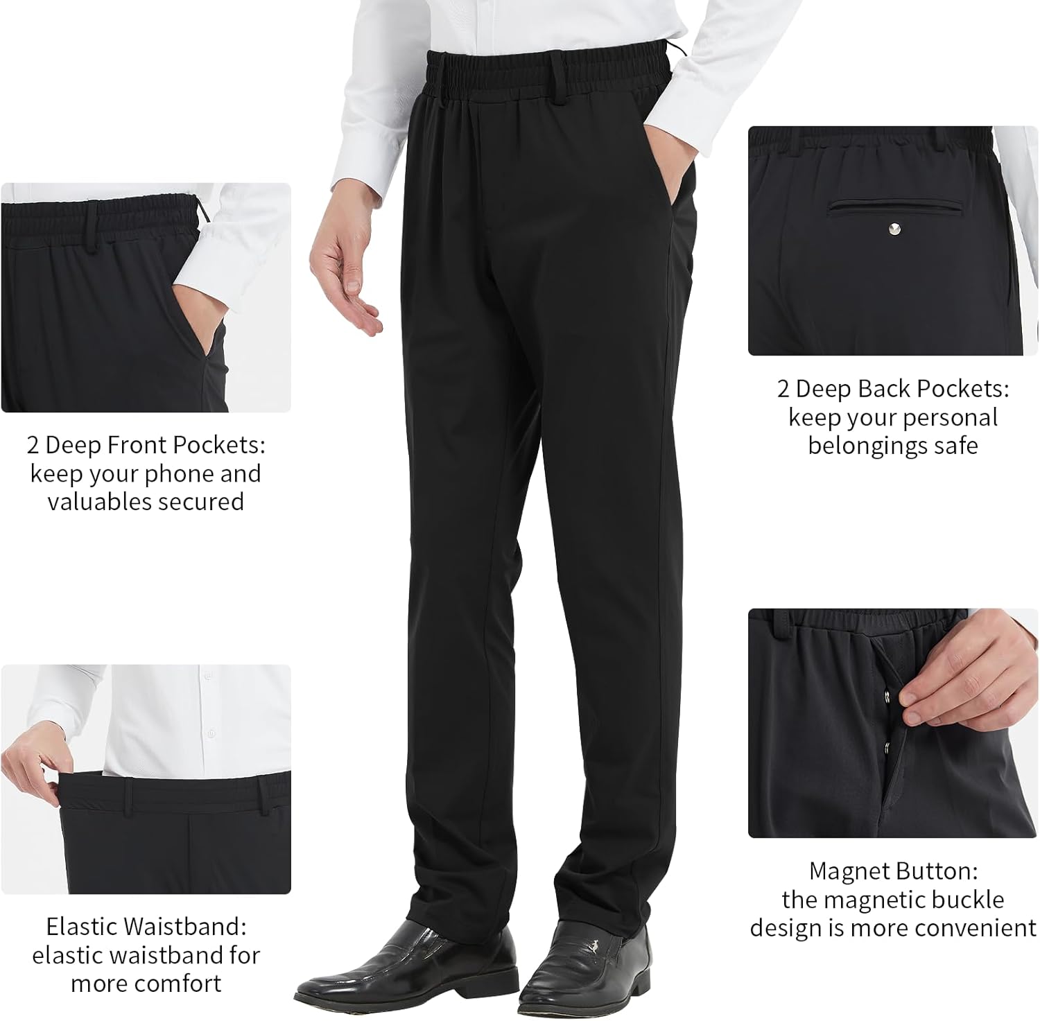 Thumbnail 3 de LETAOTAO Mens Elastic Waist Pants for Seniors with Magnetic Closures