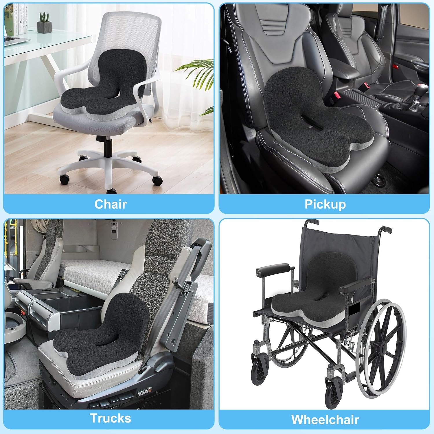 Thumbnail 6 de jpinlr Truck Driver Seat Cushion: Memory Foam L-Shaped Ergonomic Support for All-Day Comfort