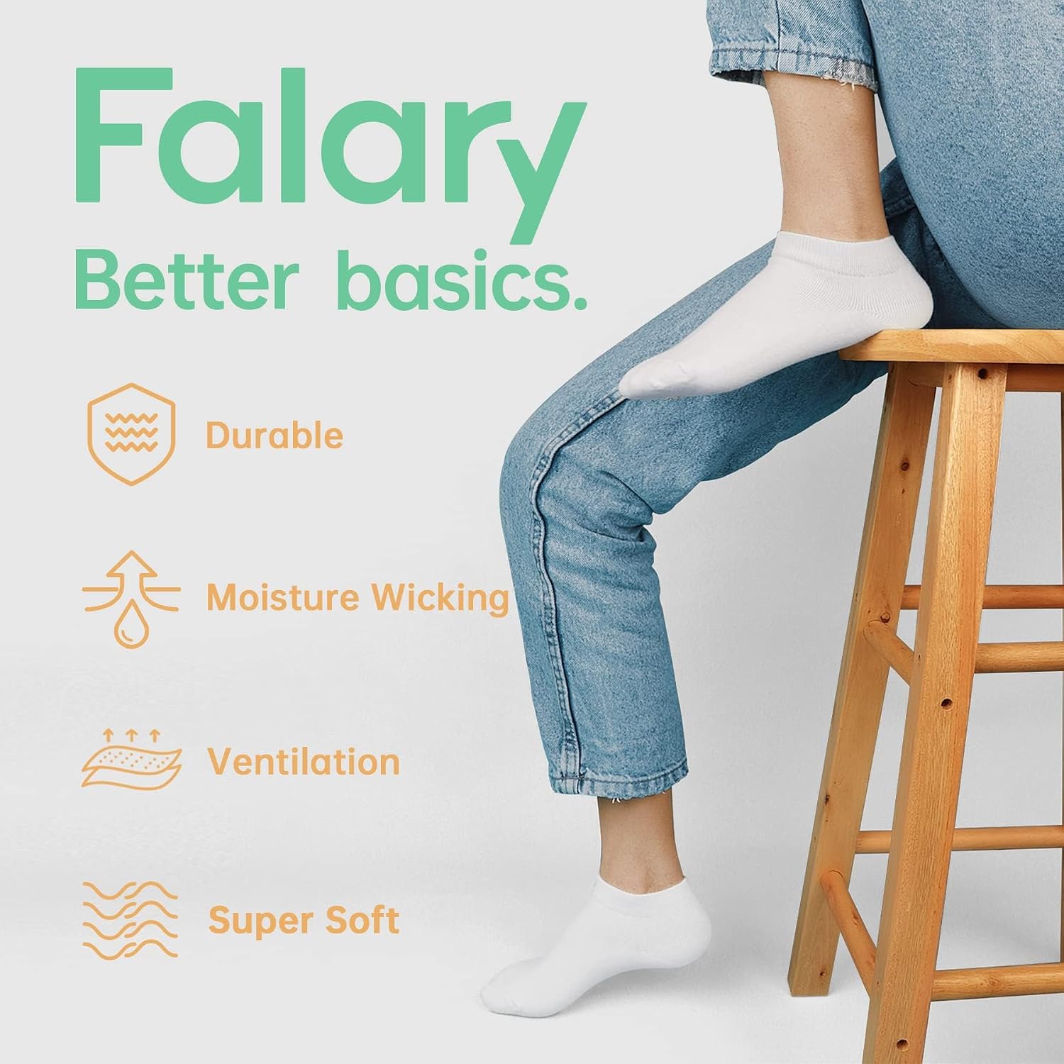 Detalle de FALARY Sneaker Socken Herren Damen – 12 Paar Kurze Halbsocken aus Baumwolle, Weiß, Größe 43-46