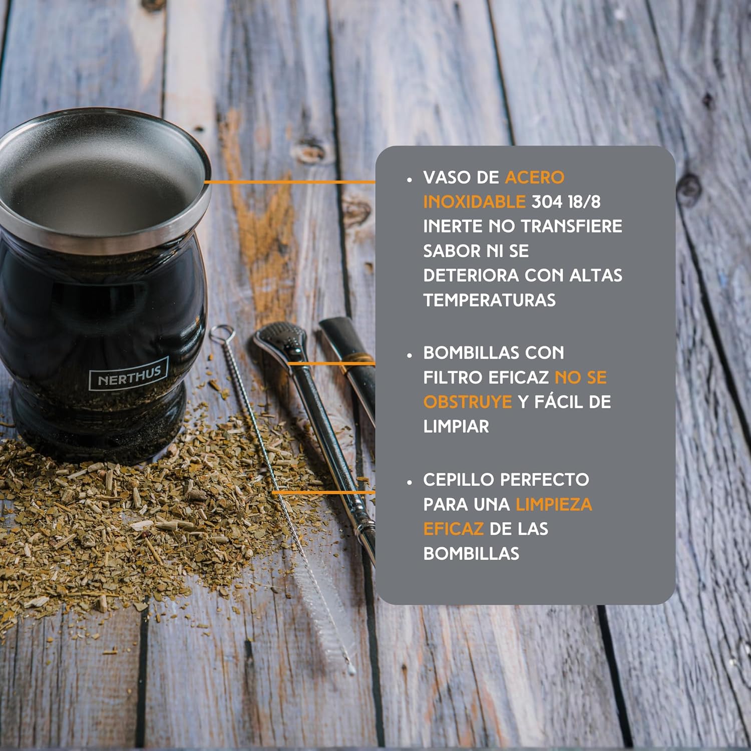 Thumbnail 1 de NERTHUS FIH 1596 Kit de Mate con Vaso y Termo