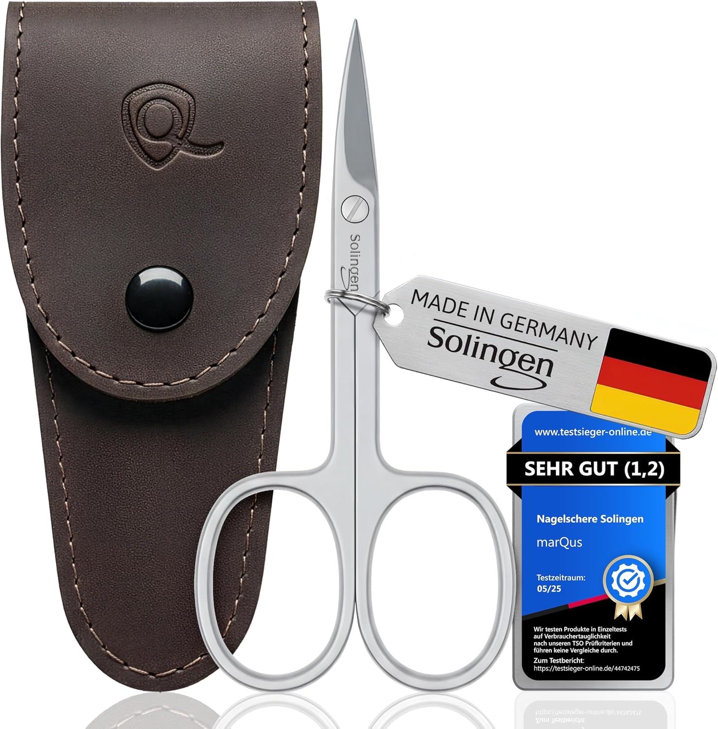 Detalle de Solingen Curved Nail Scissors (Extra Fine & Sharp) with Handy Case – Made in Germany