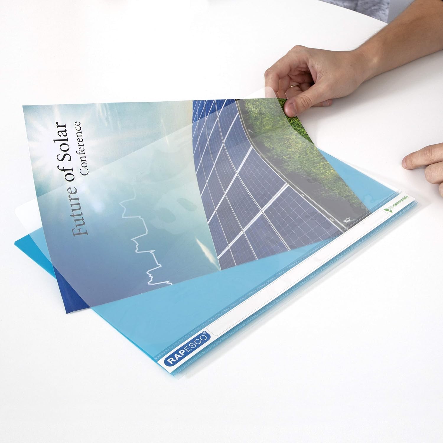 Detalle de Rapesco 1591 ECO Cartella per Progetti A4, Bianco – Confezione da 10