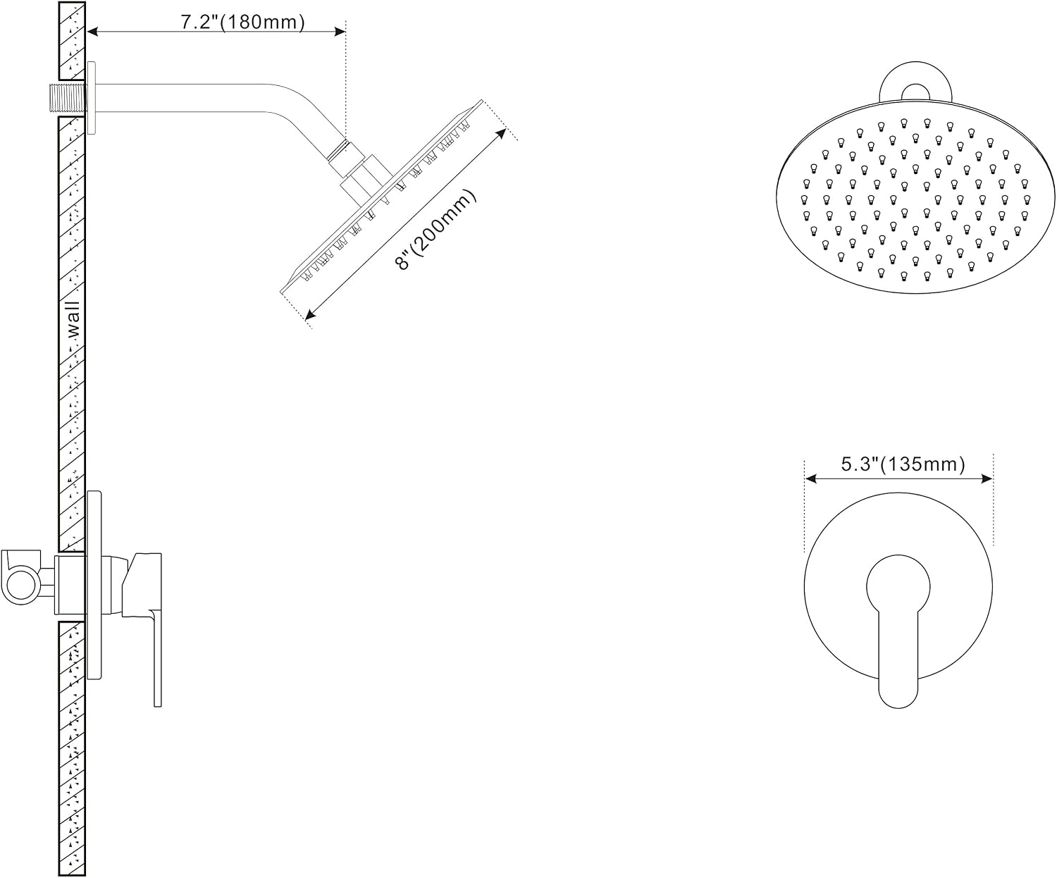 Thumbnail 6 de POPFLY Shower Faucet Set, 8-inch Rain Showerhead