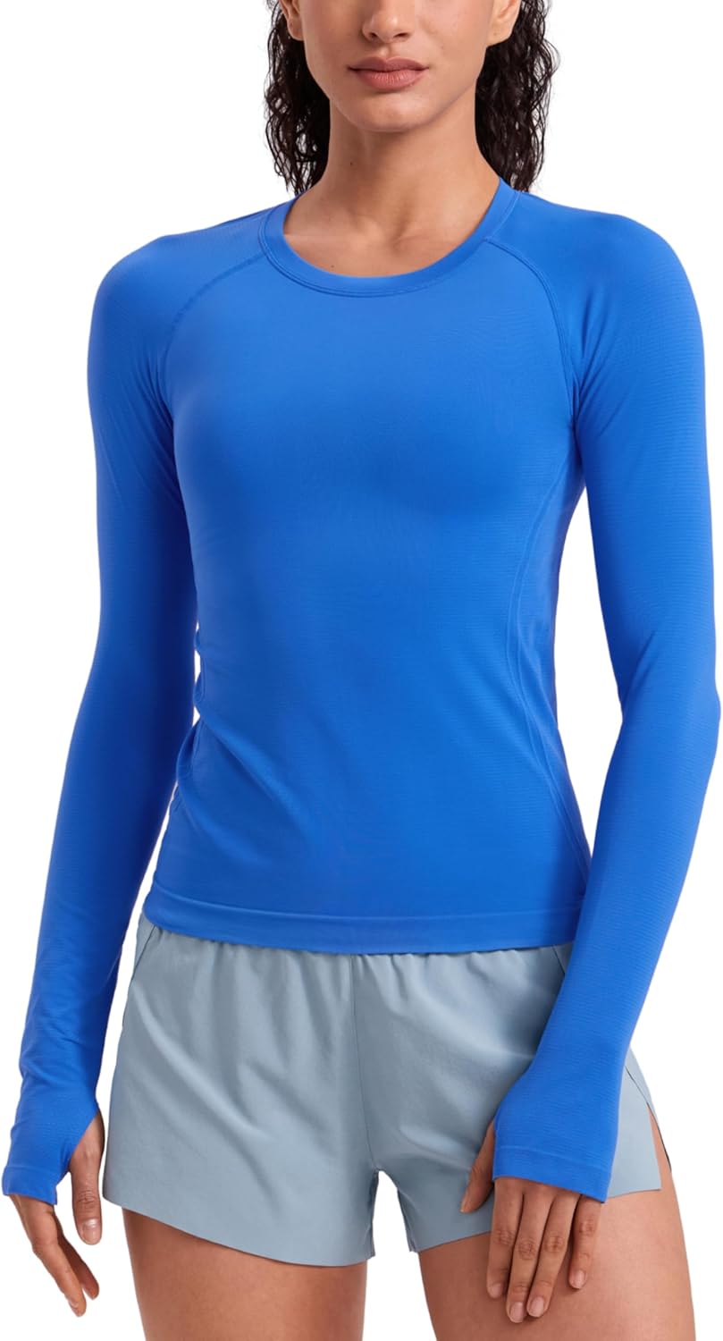 Thumbnail 5 de CRZ YOGA Femme sans Couture à Manches Longues - Tee-Shirt de Yoga Athlétique à Séchage Rapide avec Trous pour les Pouces