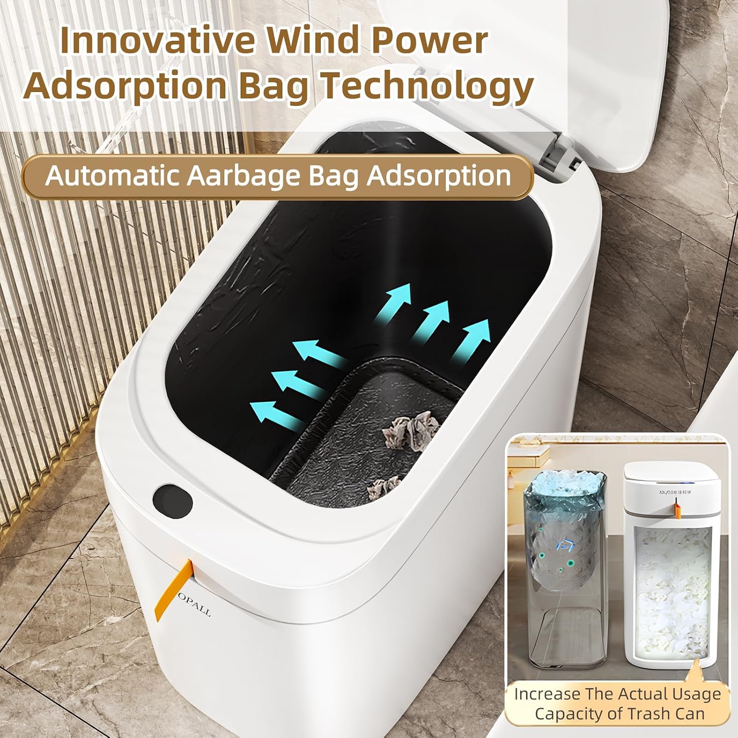 Detalle de MOPALL Motion-Sensor Trash Can, 3.5 Gallons