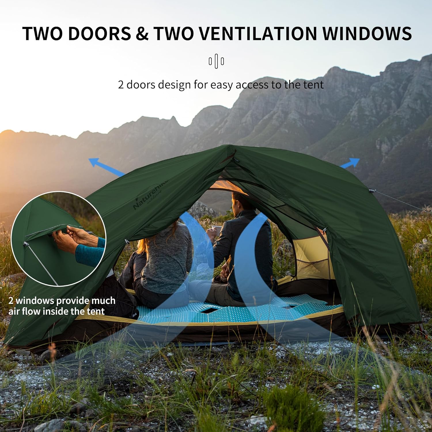 Detalle 2 de Naturehike Star River: Tenda tessuto silicone ultraleggera per 2 persone, 4 stagioni