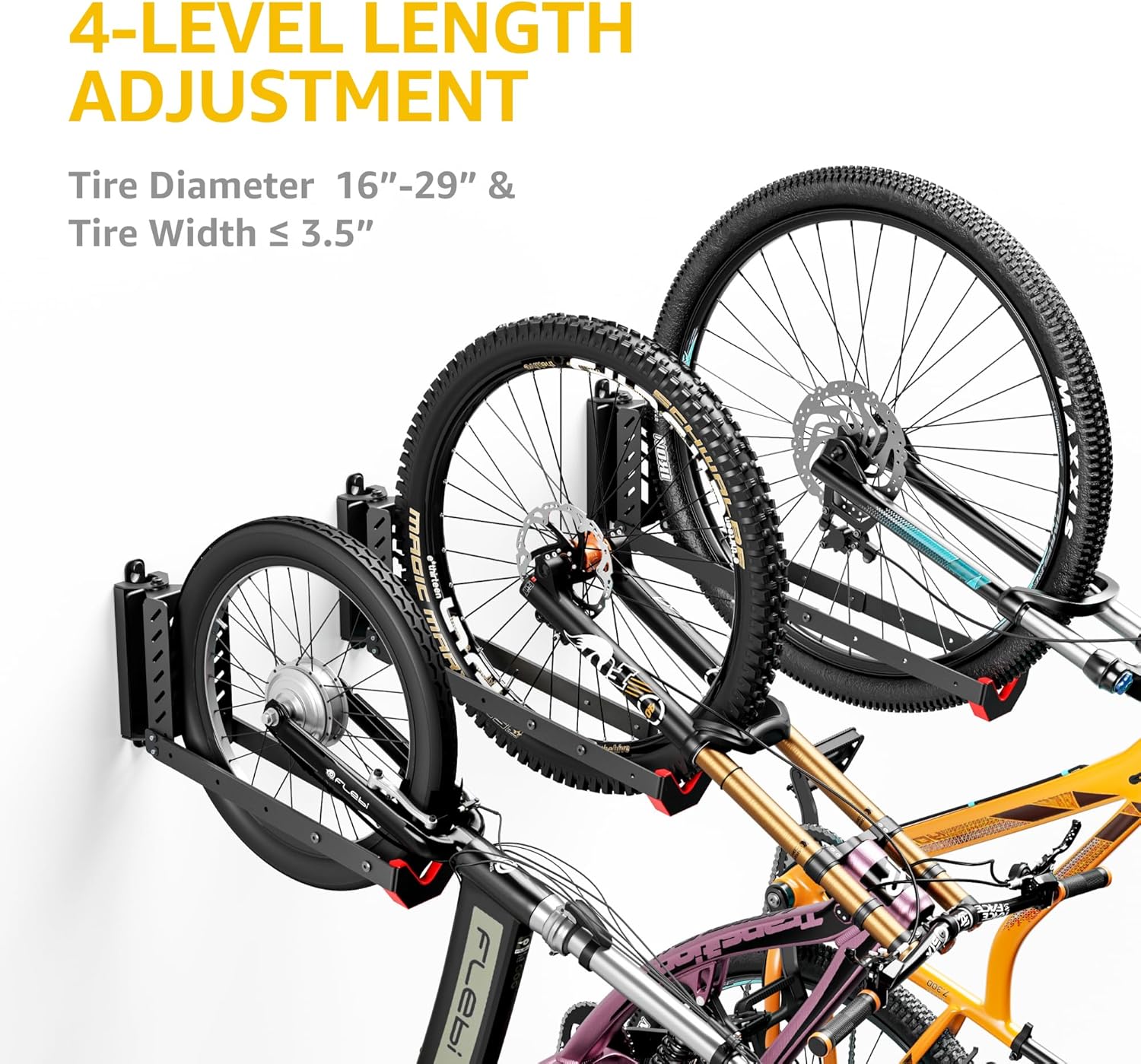 Thumbnail 3 de monTEK Swivel Bike Wall Mount (No Heavy Lifting Required) – Bike Hanger for Garage, Holds Up to 77 lbs, 2 Pack
