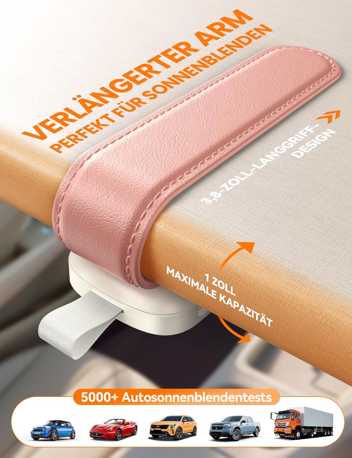 Thumbnail 6 de JOYROOM Brillenhalter für die Auto-Sonnenblende (magnetisch, Leder-Optik) – universell, rosa