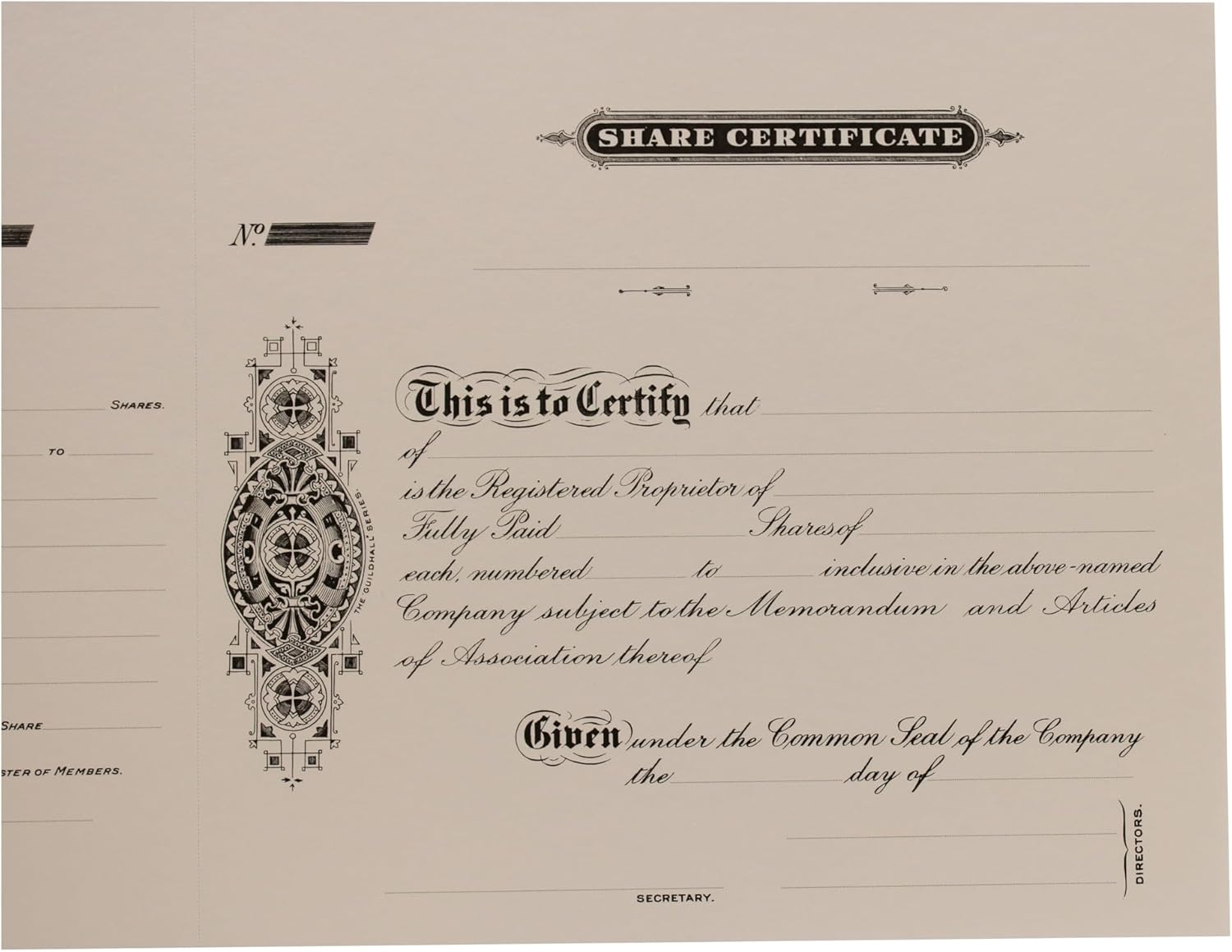 Thumbnail 4 de Exacompta Guildhall Share Certificate Book (Ref T671Z), rigid cover, 25 fully paid certificates