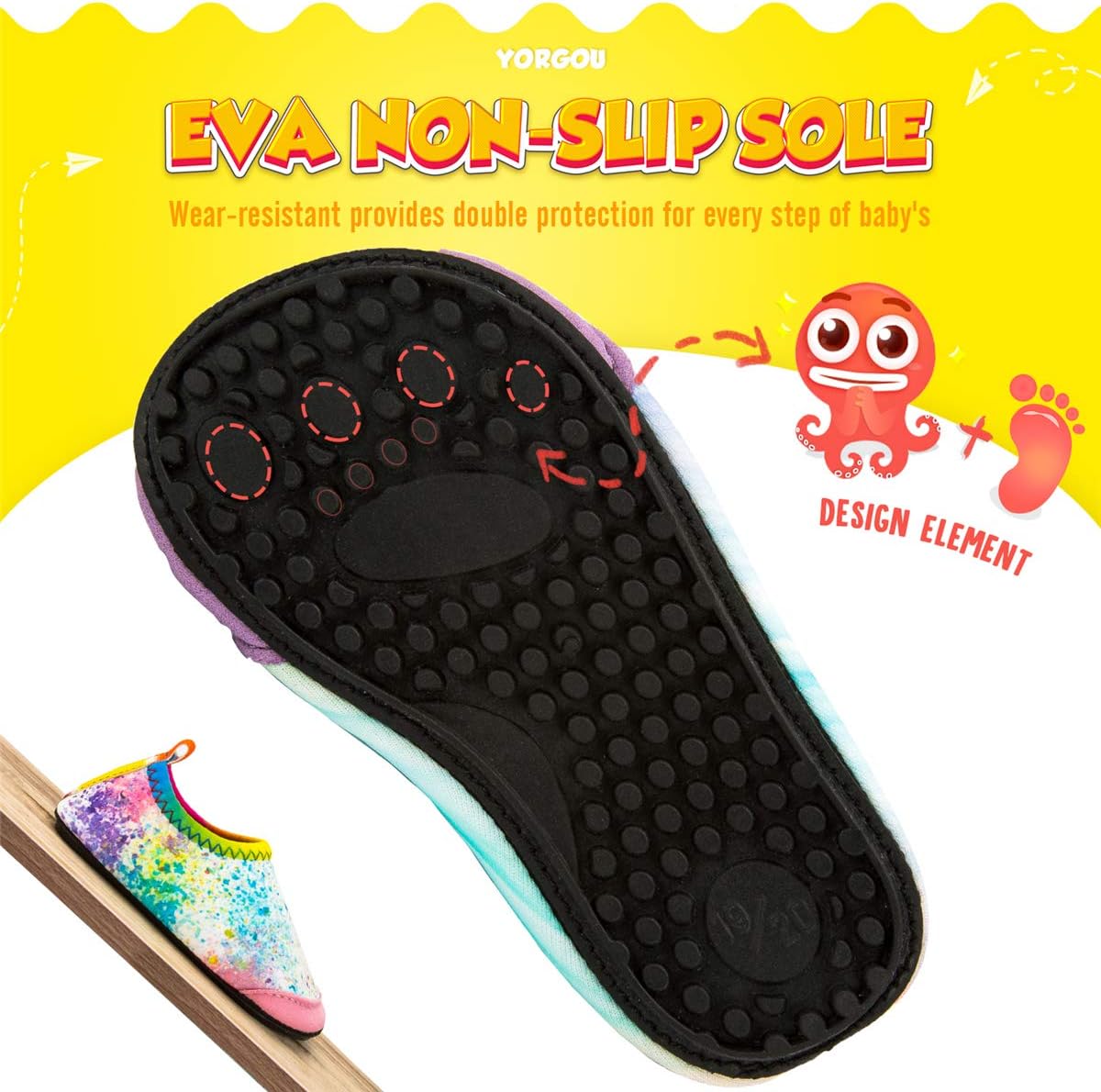 Detalle de Yorgou Toddler Water Shoes for Pool & Beach – Barefoot-Style Aqua Socks with Non-Slip EVA Sole