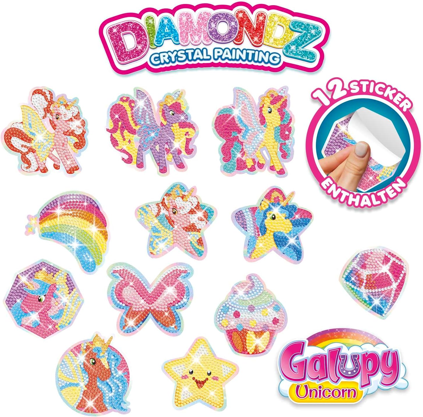 Detalle de CRAZE DIAMONDZ Mega Set di adesivi Galupy Unicorn – Set di mosaici diamantati per bambini