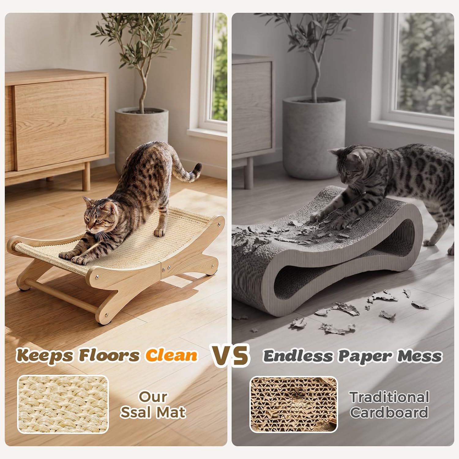 Thumbnail 2 de Gimars U‑förmiges Katzenkratzbrett – Extra Groß 60x36x20 cm, Premium Holz-Kratzmöbel mit Natursisal-Unterlage
