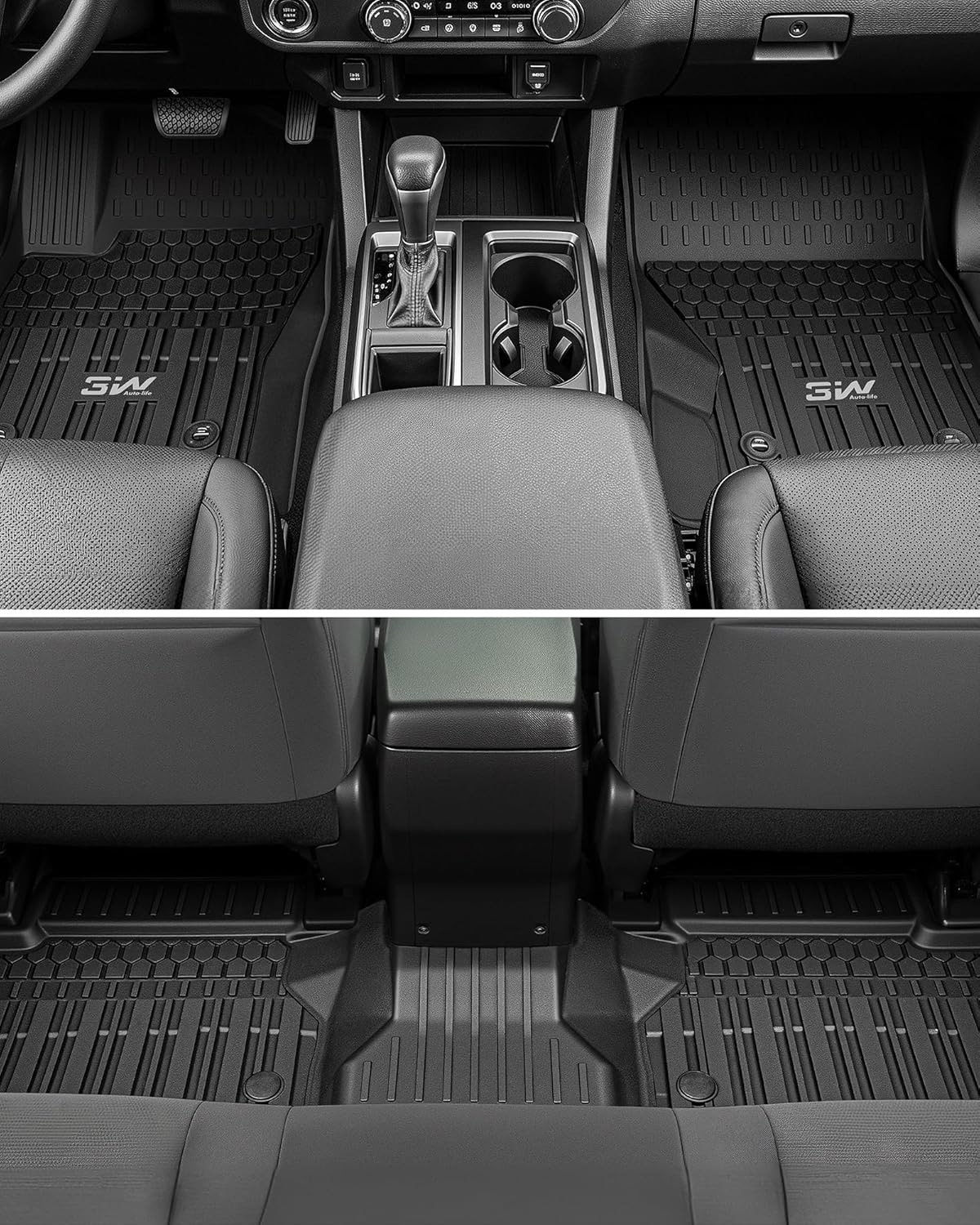 Thumbnail 2 de 3W Floor Mats for Toyota Tacoma Hybrid (2024–2026): Custom Fit All-Weather TPE Floor Liner Set
