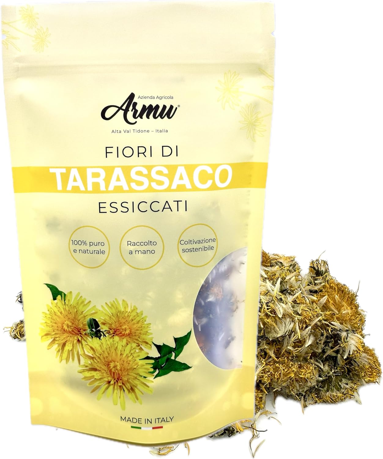 Detalle de Armu – Fiori di Tarassaco Essiccati 20 g: Tarassaco di origine italiana, per tisane naturali