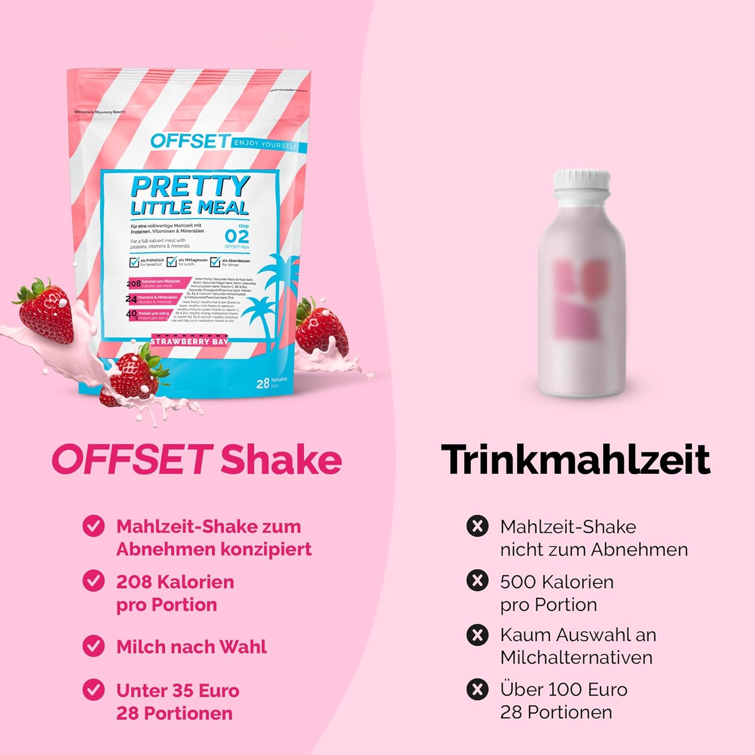 Thumbnail 2 de OFFSET Nutrition Abnehm Shake Strawberry Bay – 28 Portionen, 208 kcal pro Shake