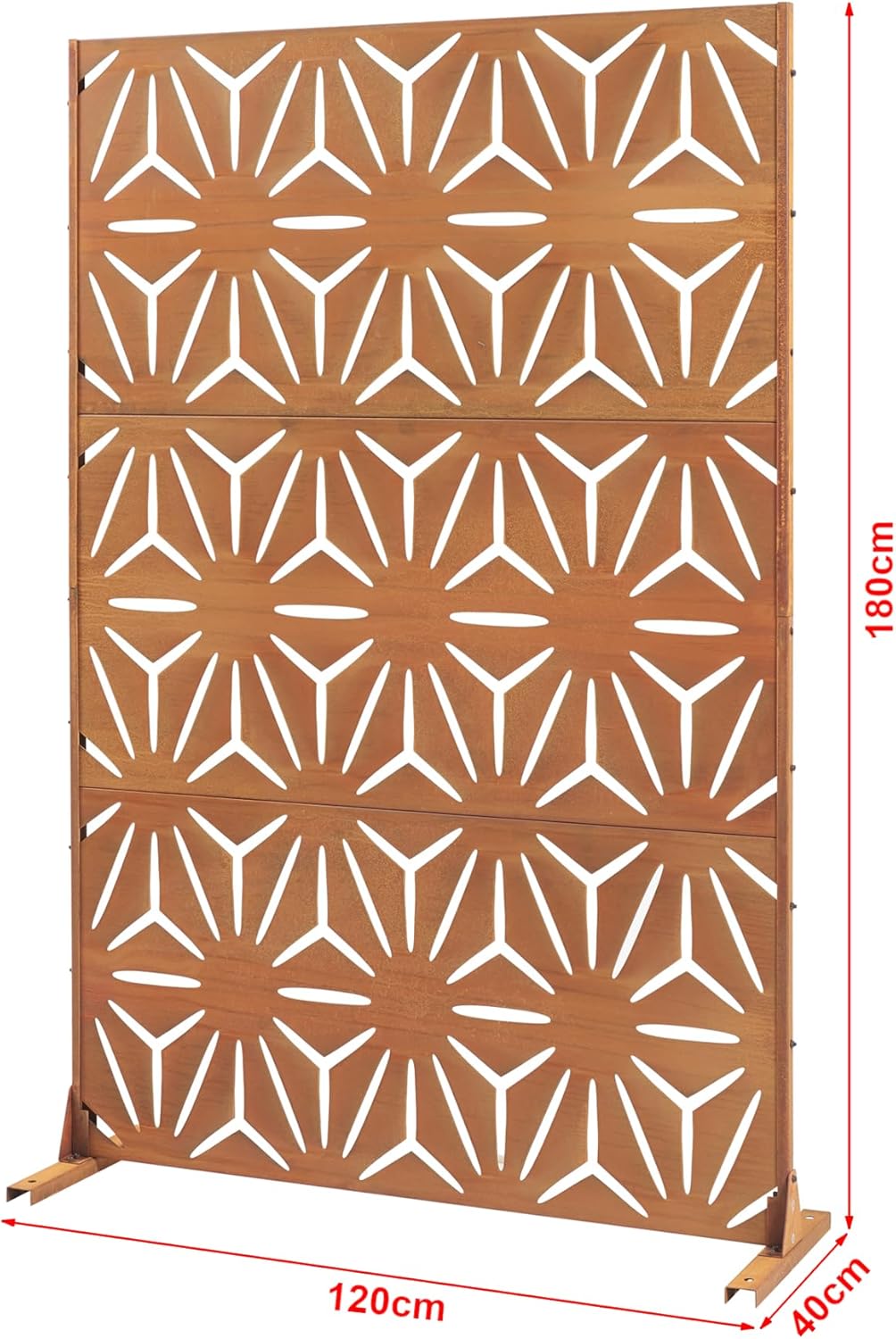 Thumbnail 2 de Pannello Divisorio Decorativo in Acciaio Corten 180x120 cm – Frangivista a Motivo Raggi Floreale