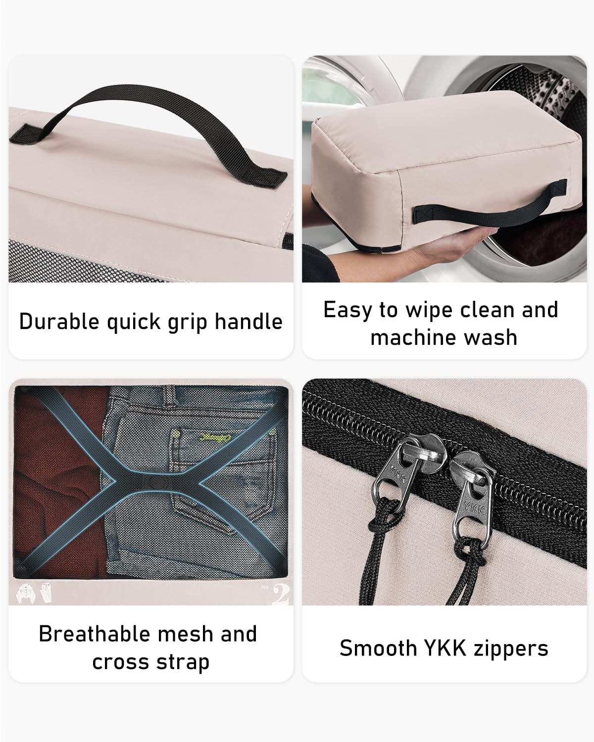 Thumbnail 4 de ECOHUB 7‑Piece Packing Cubes Set for Suitcase – Recycled PET Travel Organisers (Beige)
